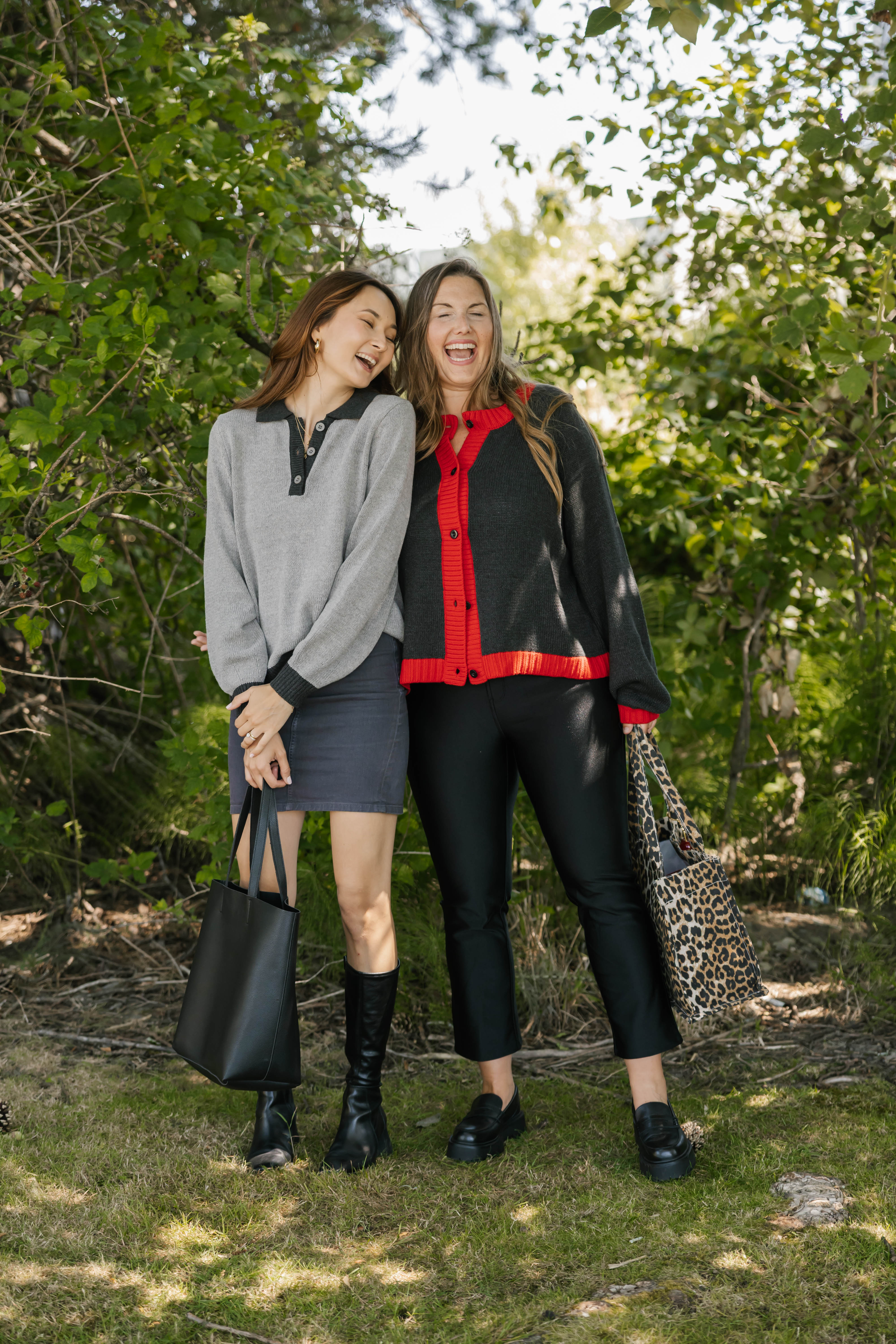 Cameron Colour Block Sweater Top in Grey/Charcoal