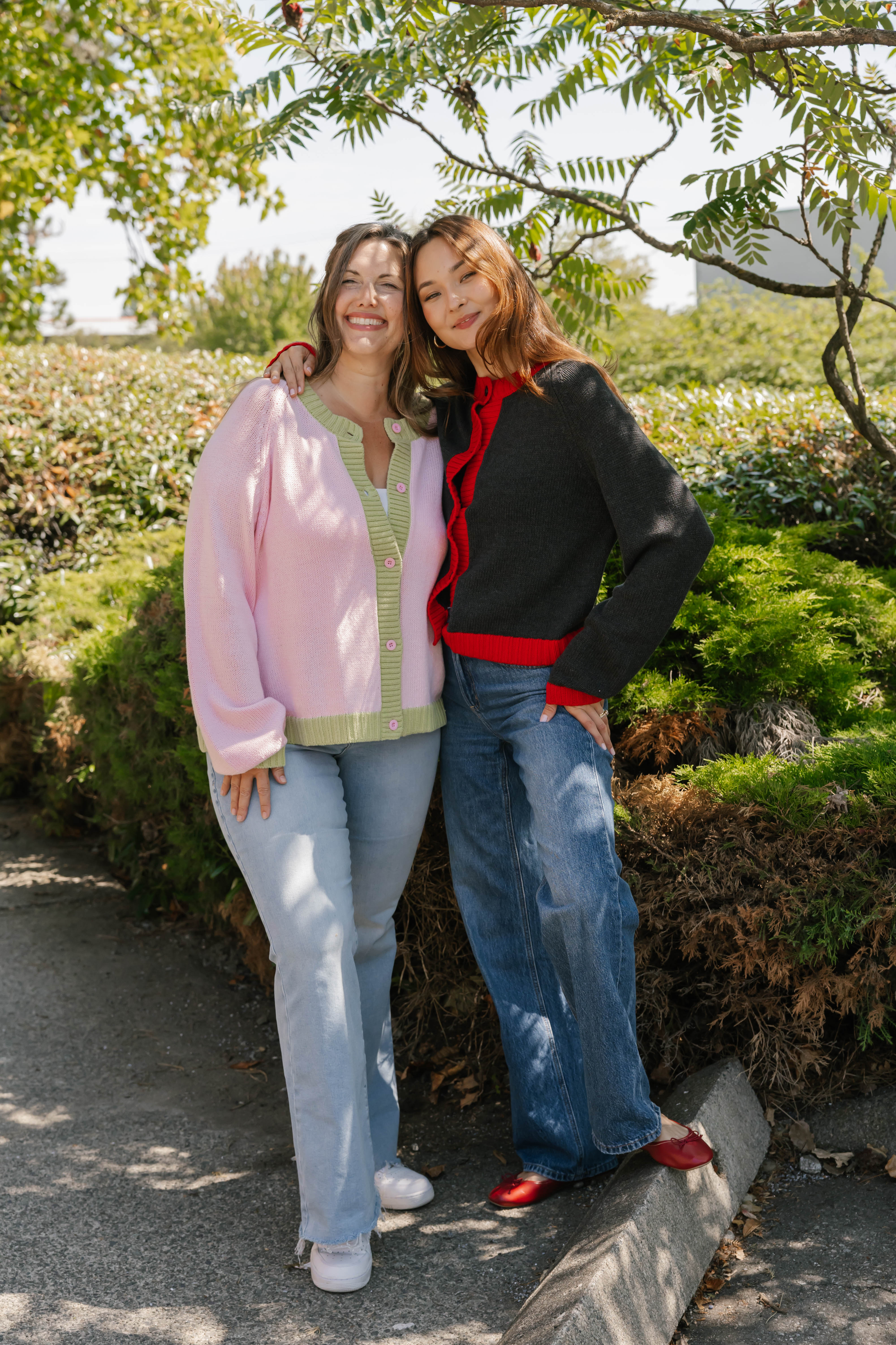 Cameron Colour Block Cardigan in Pink/Green