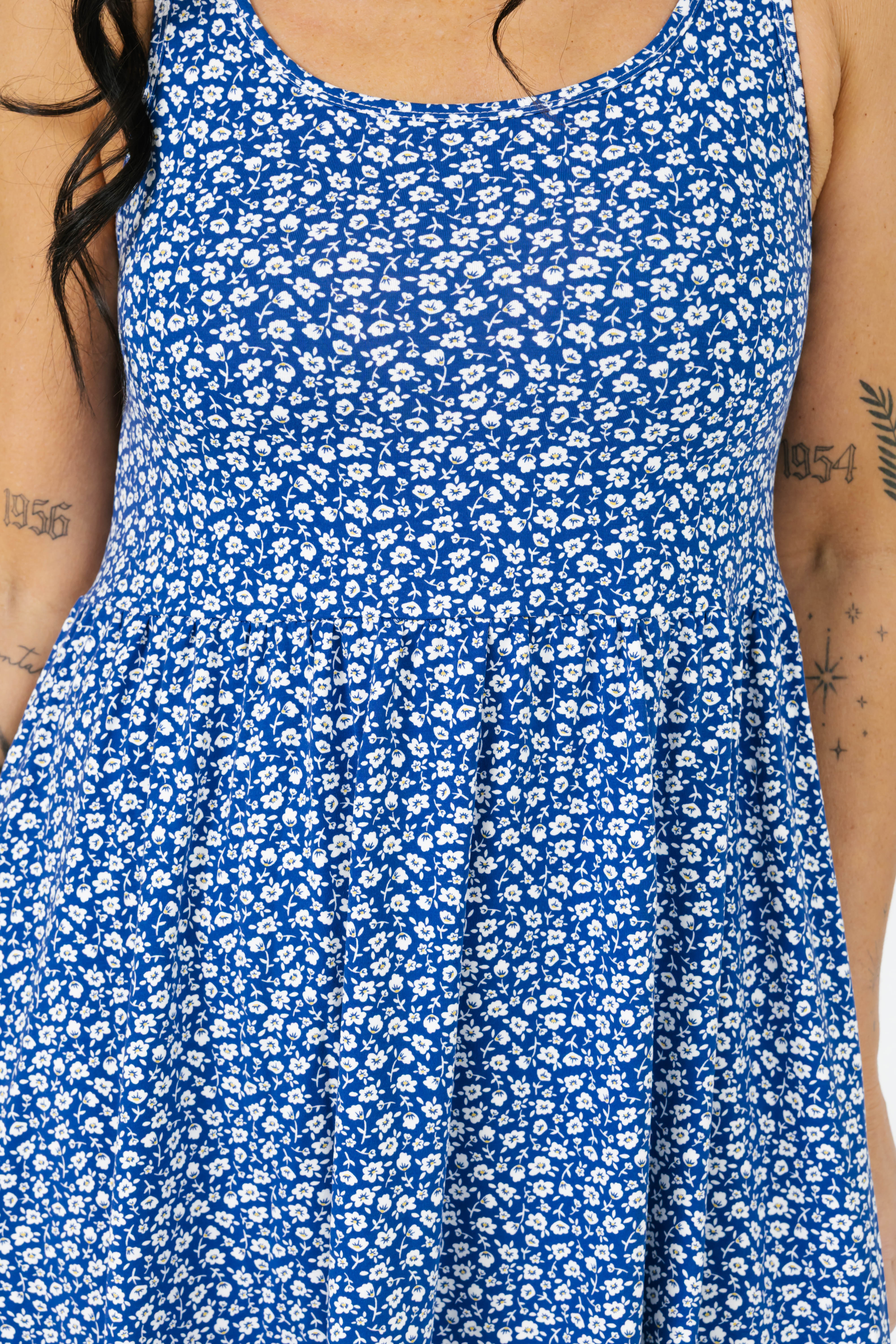Camille Midi Dress in Bluebell