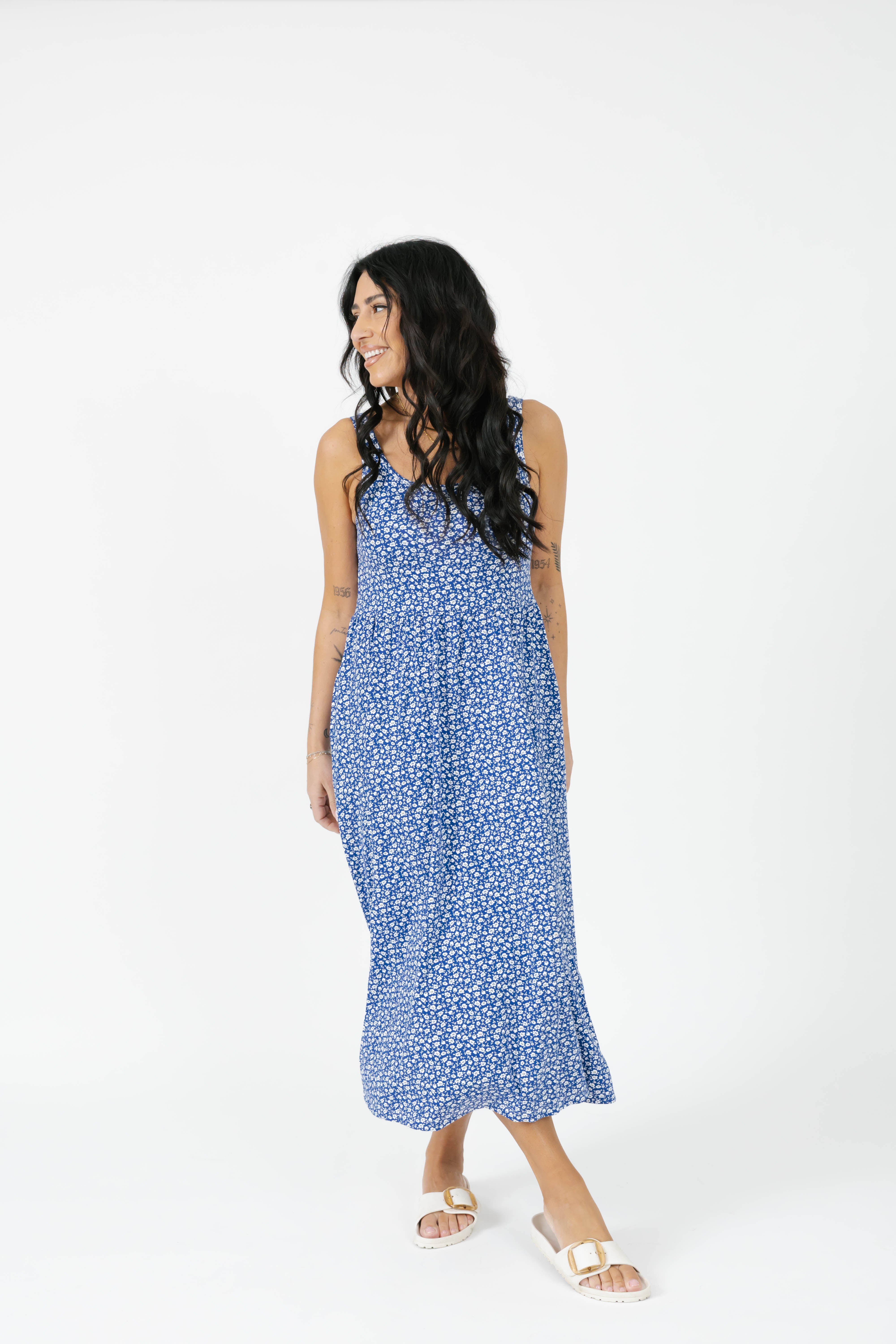 Camille Midi Dress in Bluebell