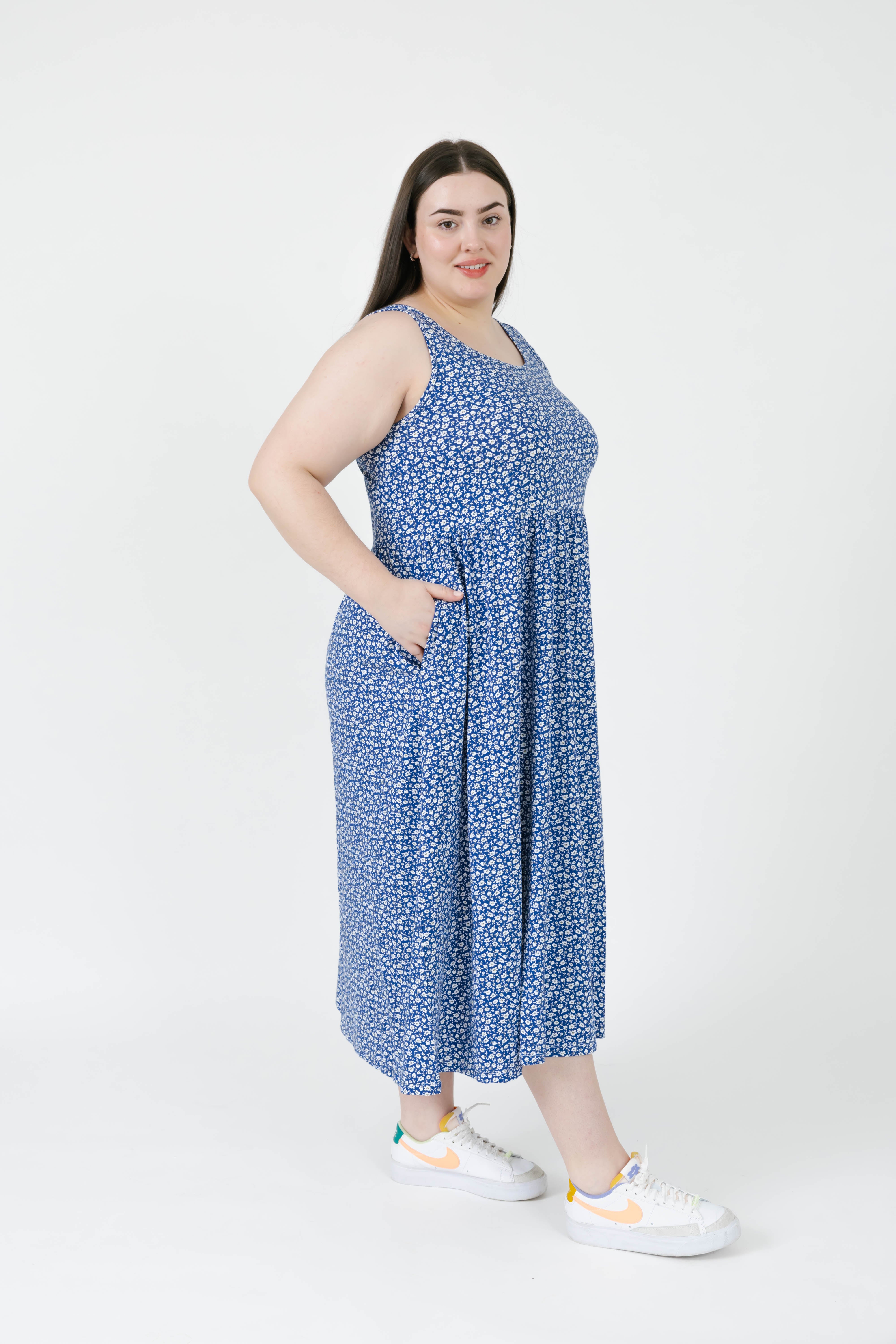 Camille Midi Dress in Bluebell