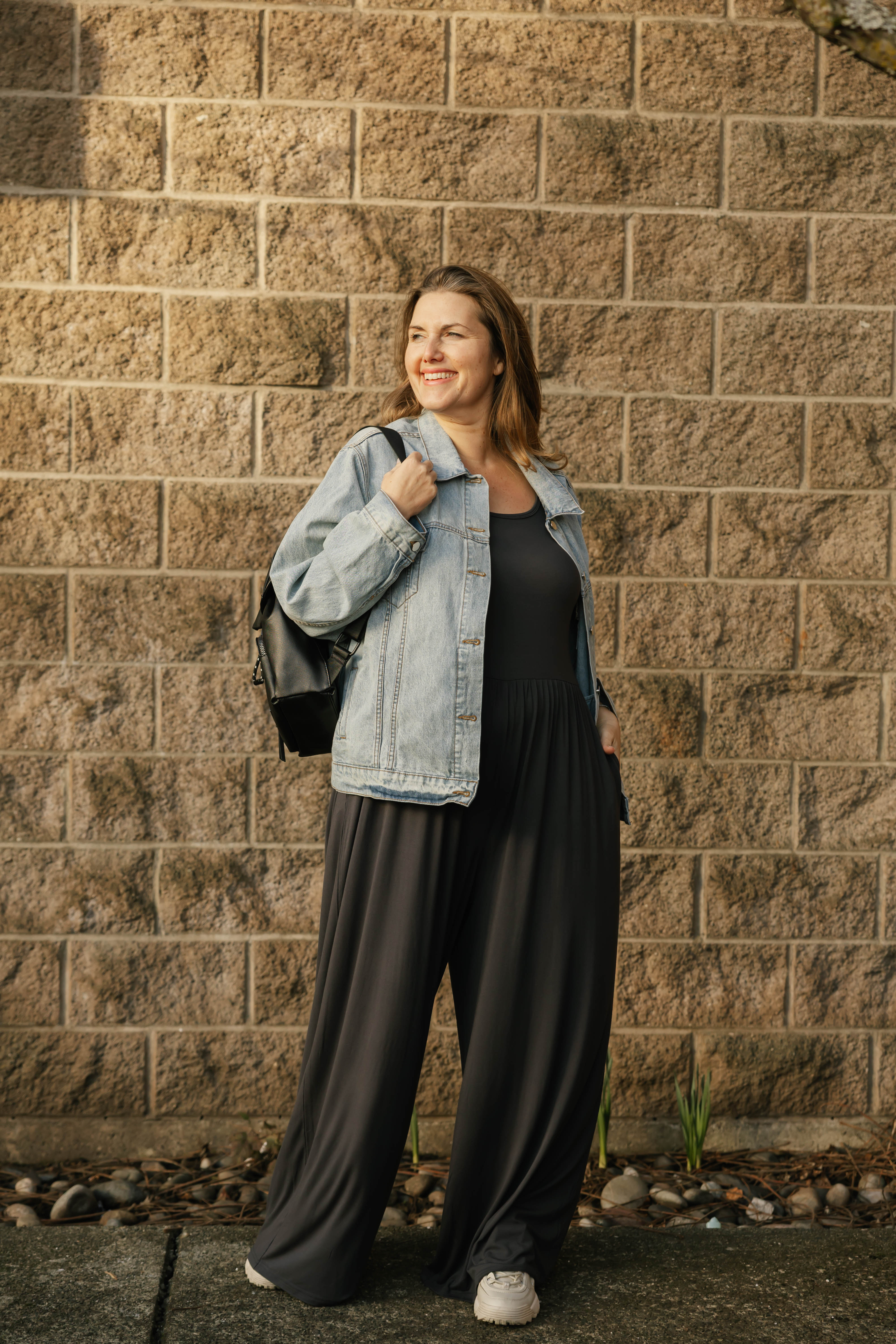 Camille Wide Leg Romper in Charcoal