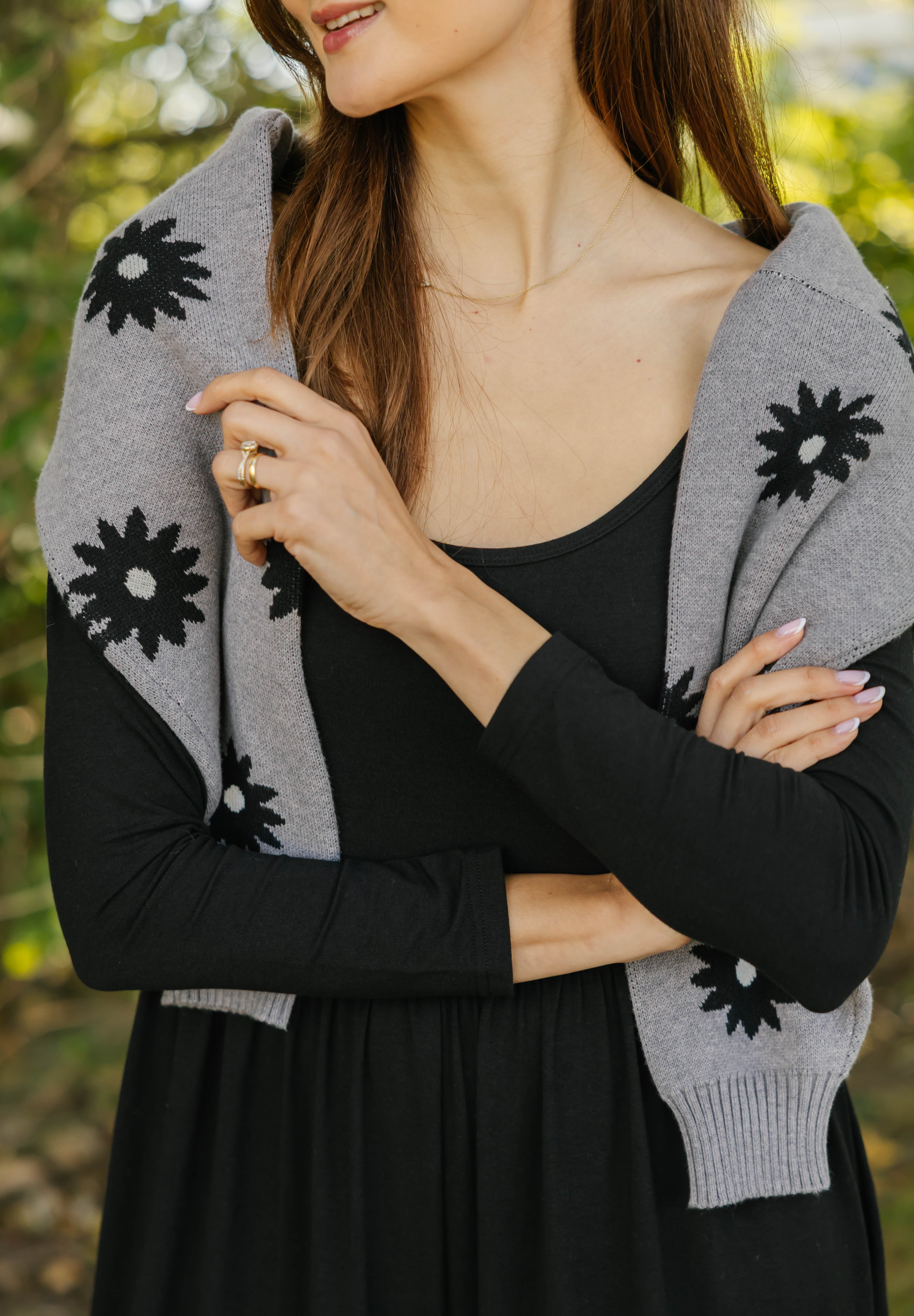 Camille Long Sleeve Wide Leg Romper in Midnight Black