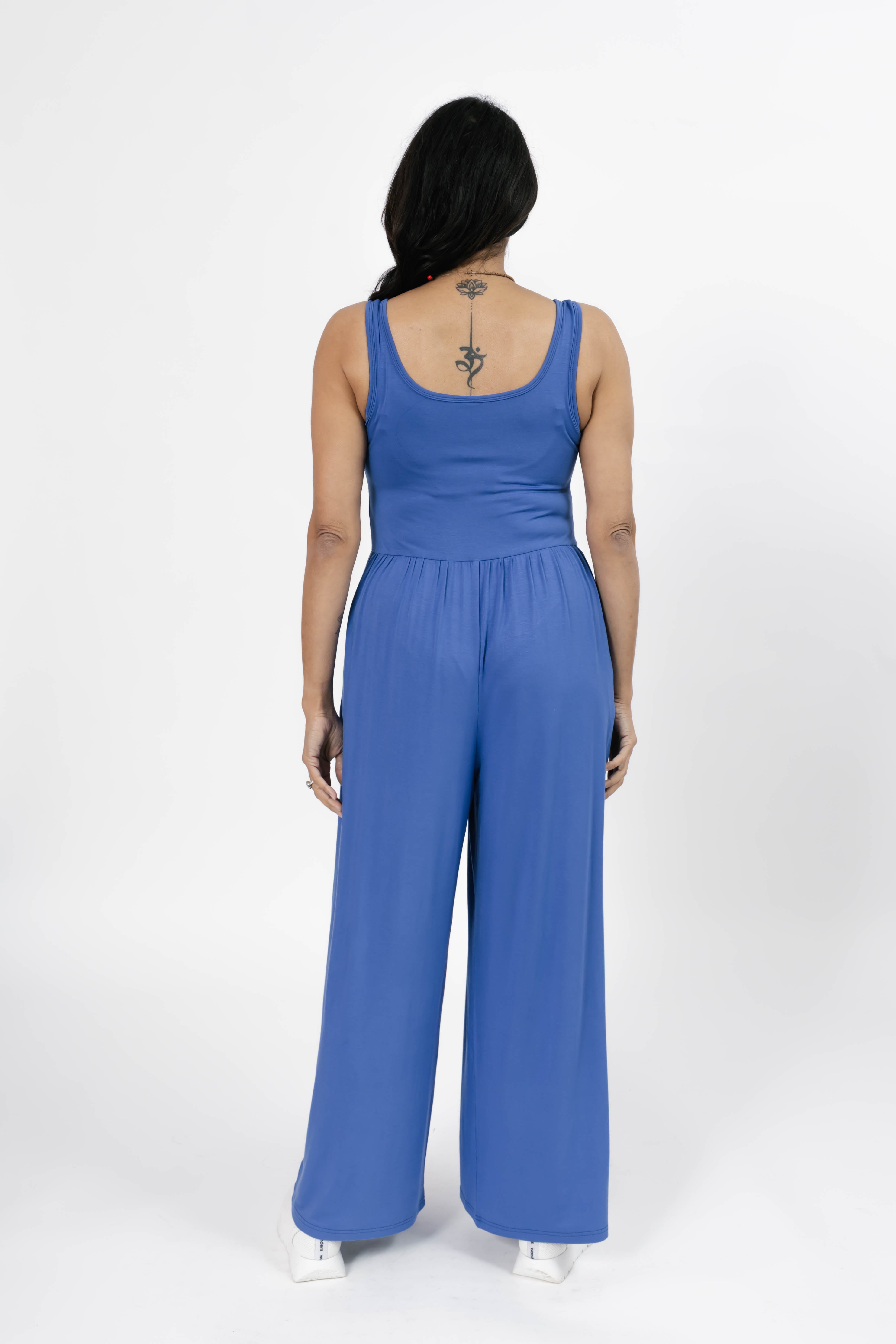 Camille Wide Leg Romper in Royal Blue