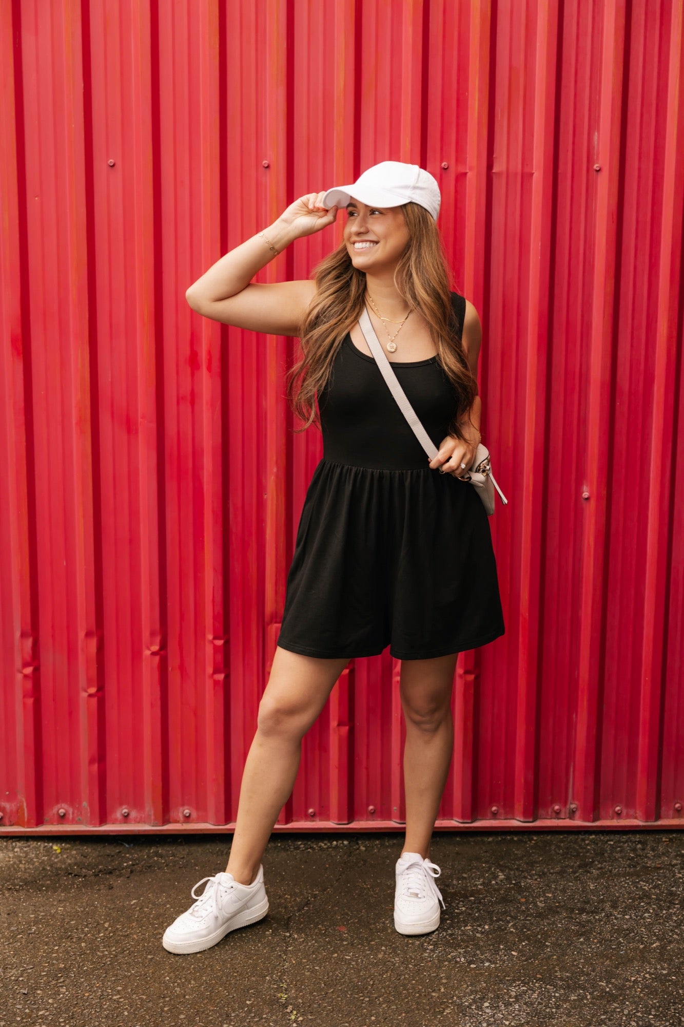 Camille Shorty Romper in Midnight Black
