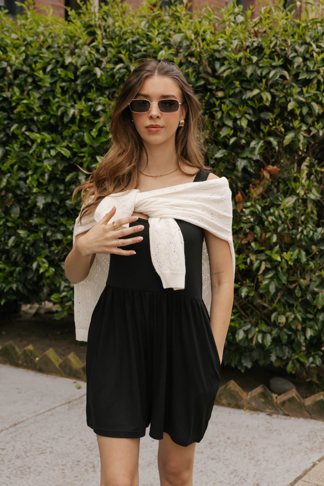 Camille Shorty Romper in Midnight Black