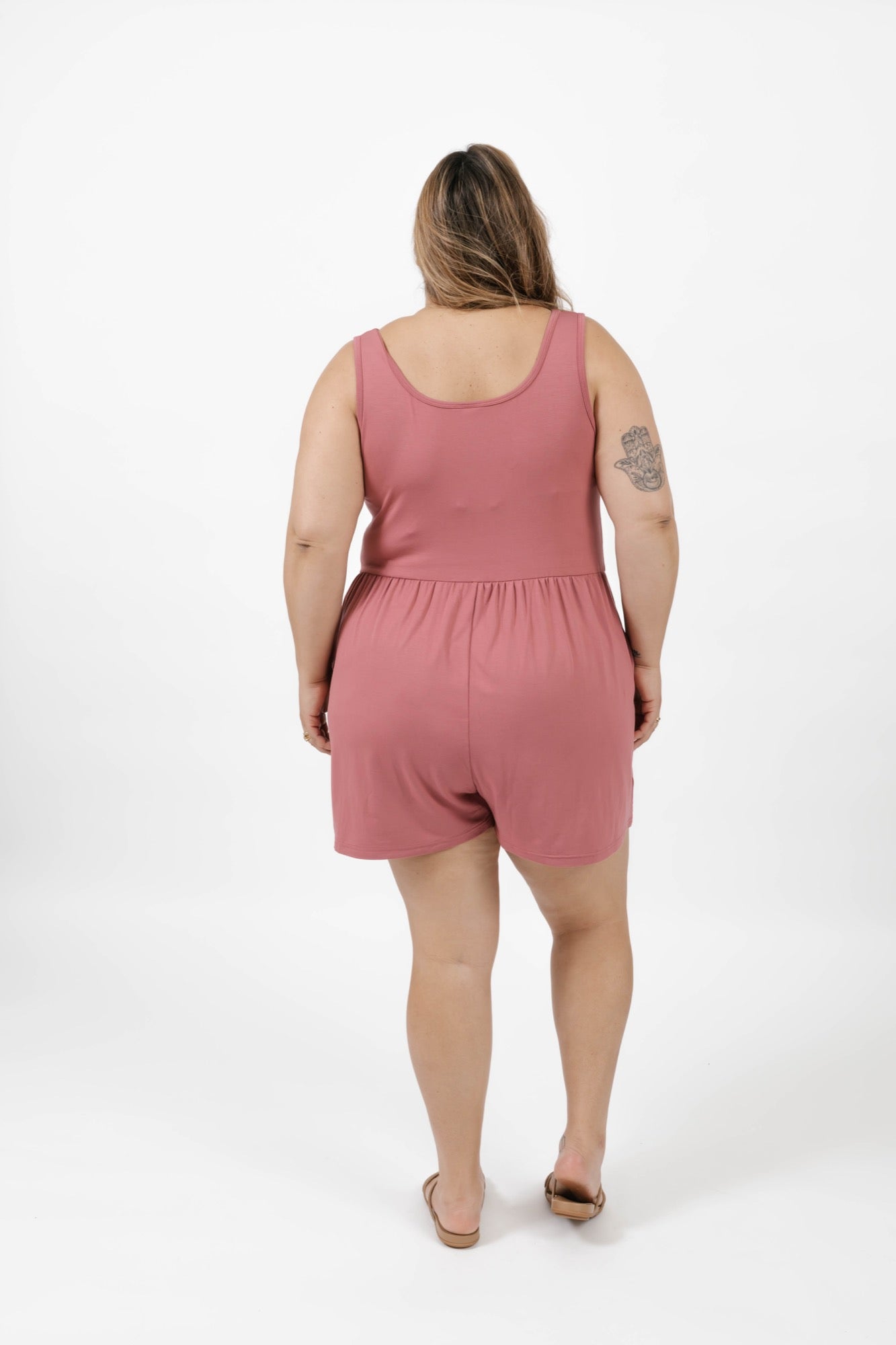 Camille Shorty Romper in Dusty Rose