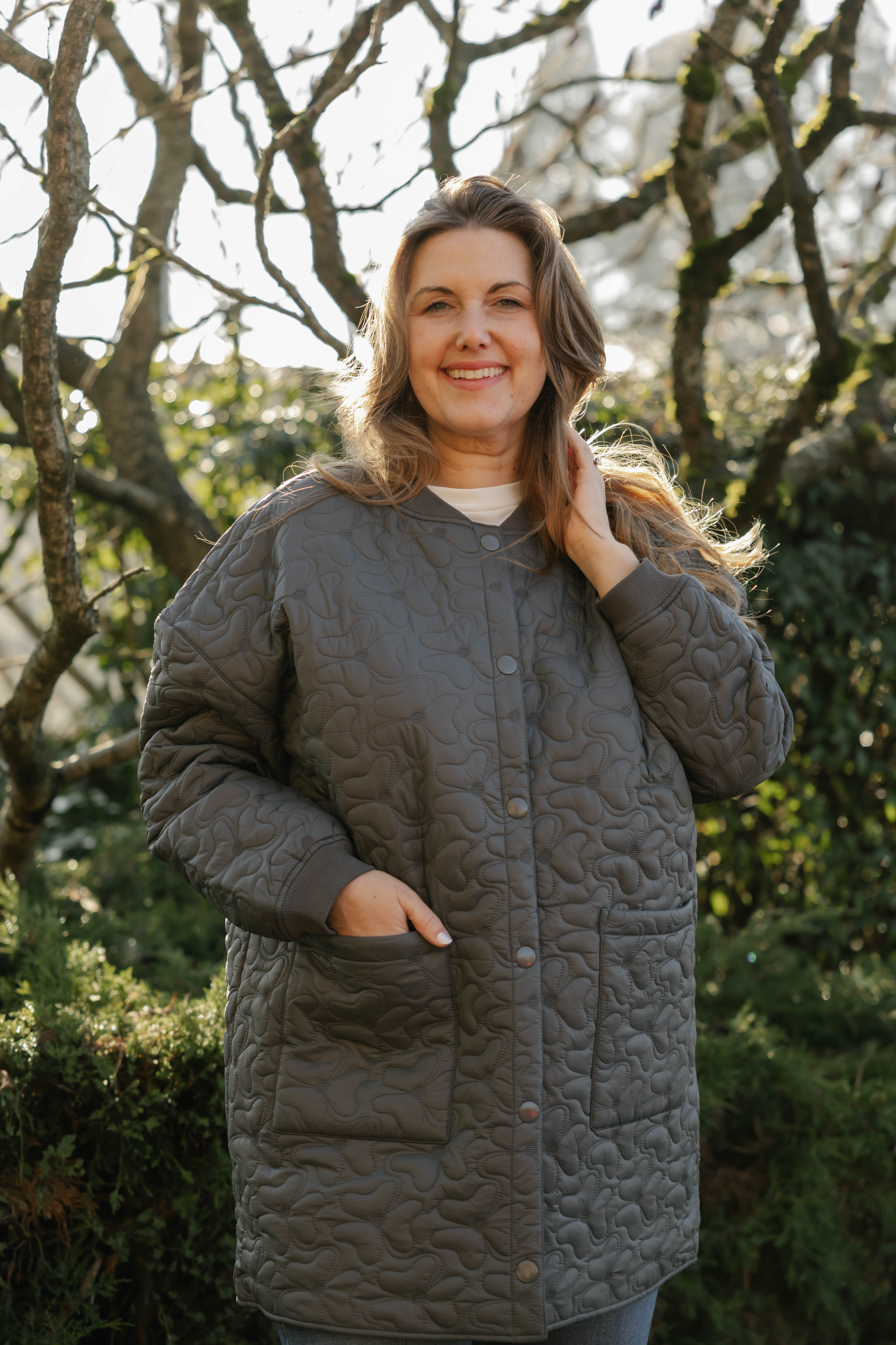 Carson Quilted Jacket in Magnet Grey