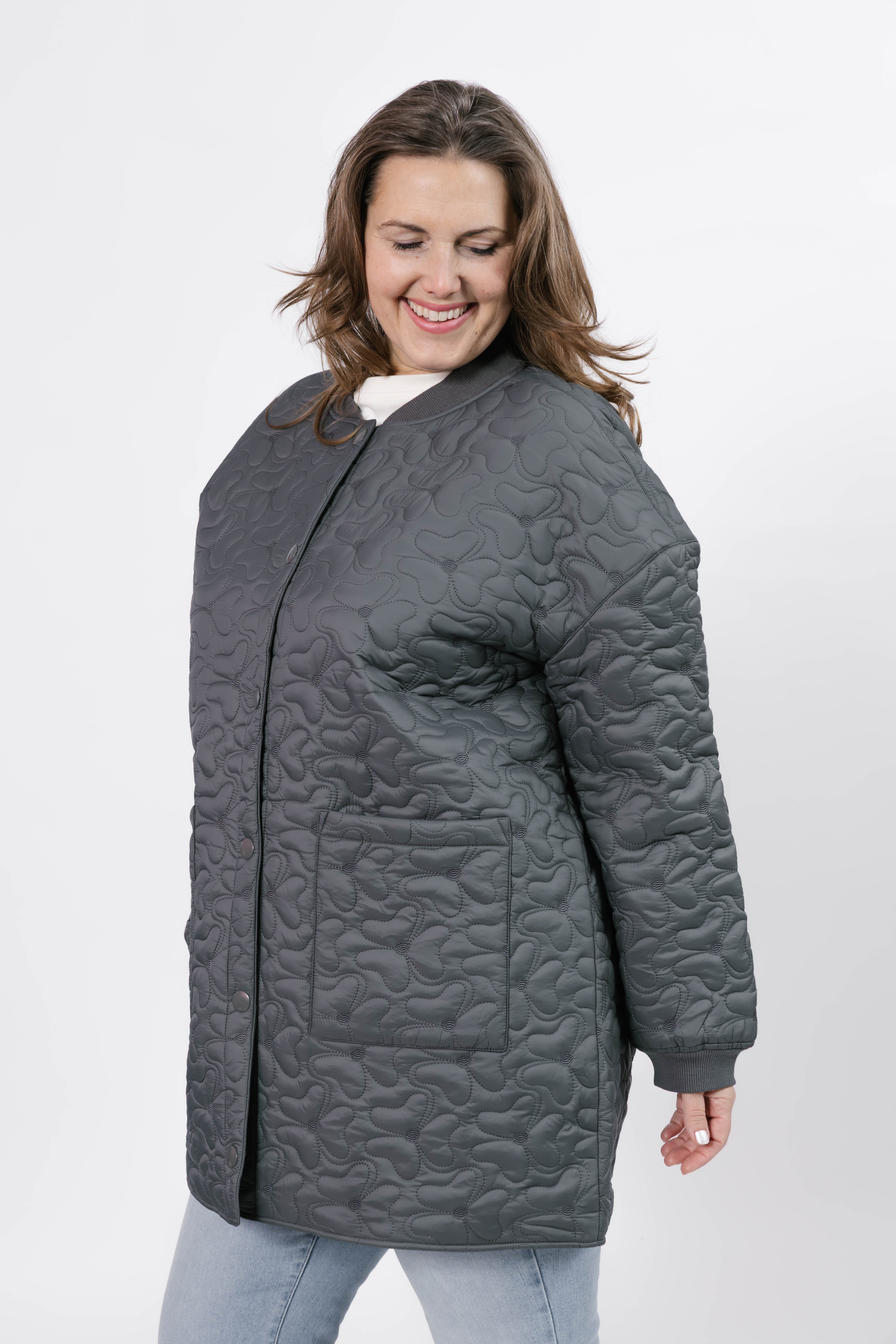 Carson Quilted Jacket in Magnet Grey
