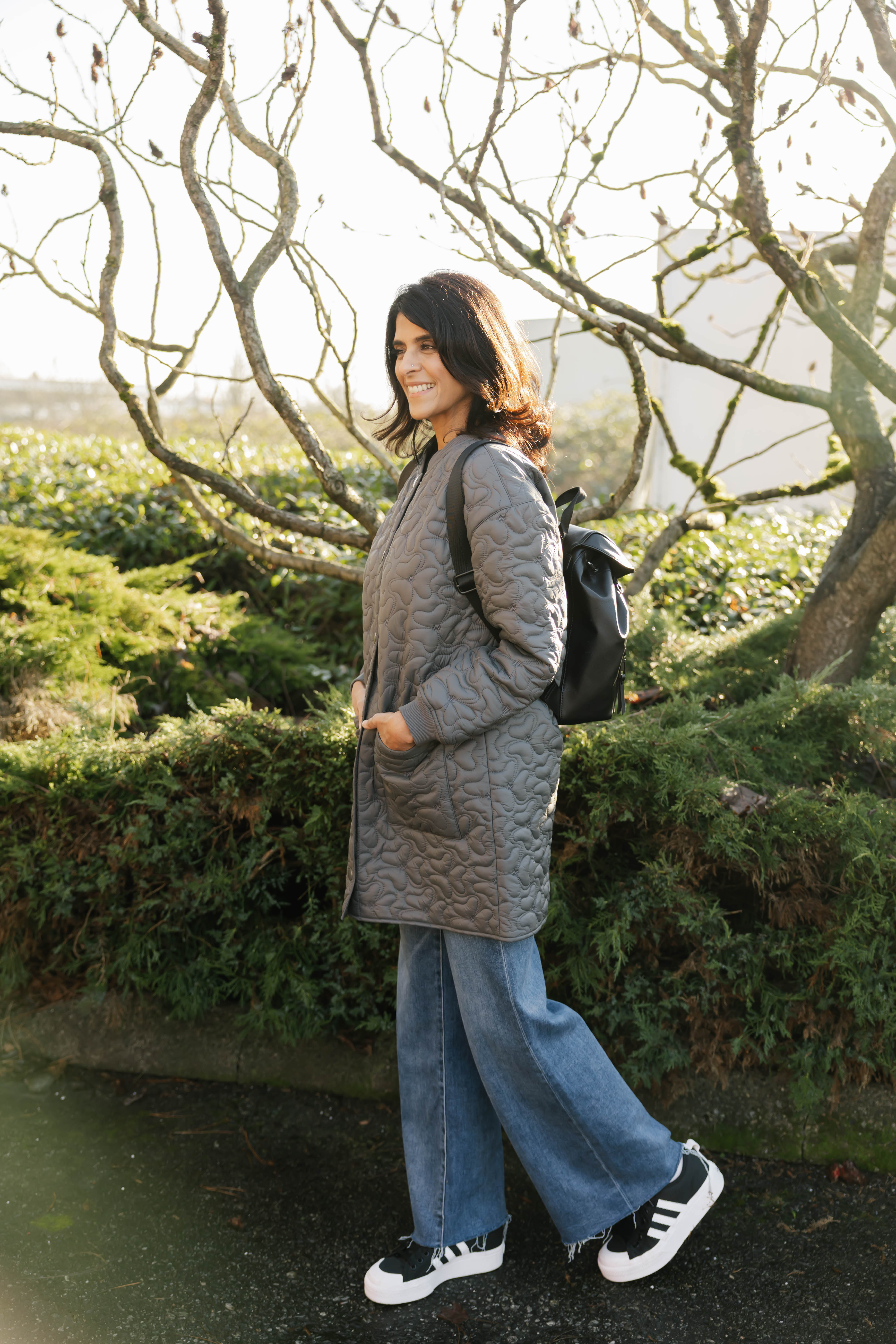 Carson Quilted Jacket in Magnet Grey