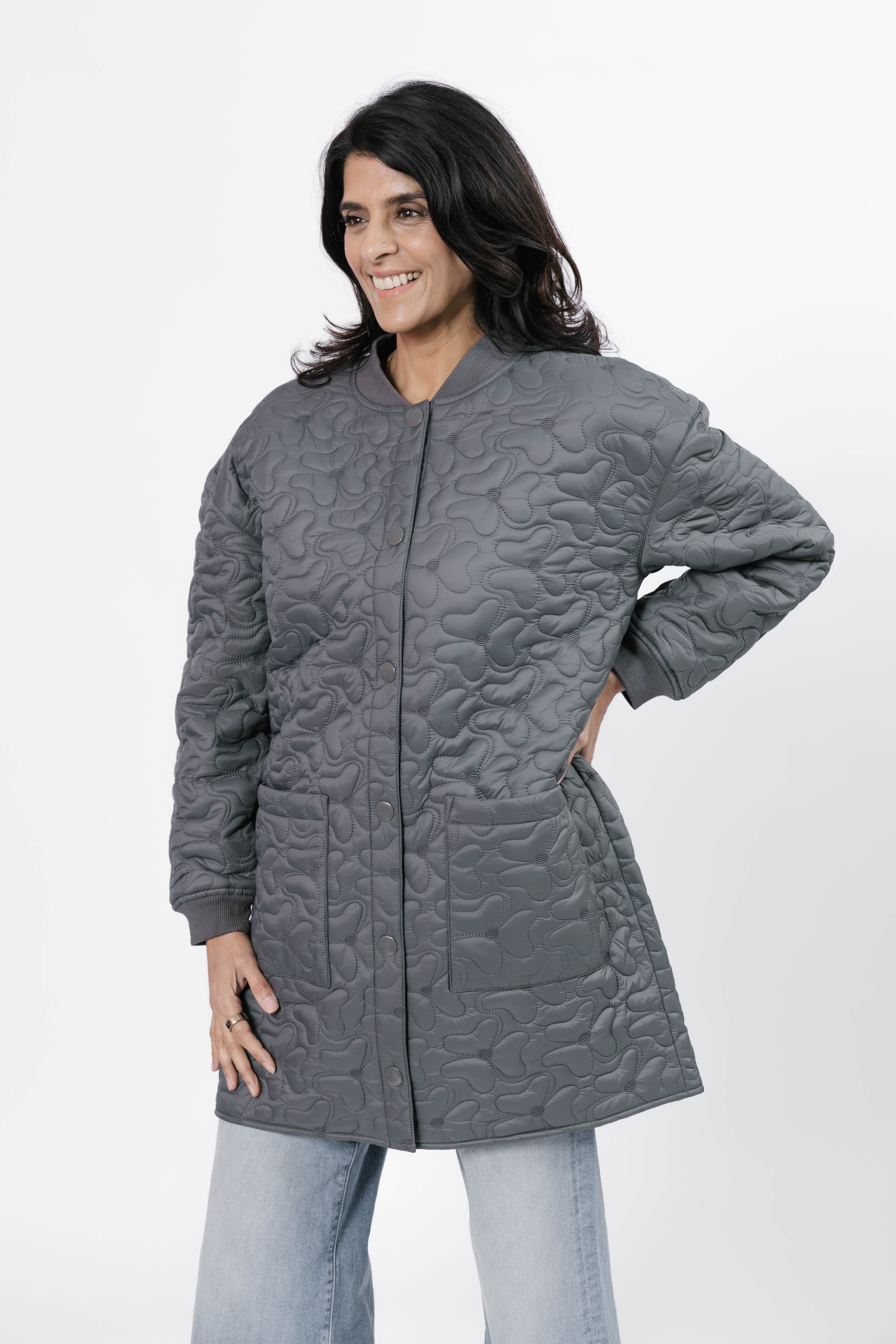 Carson Quilted Jacket in Magnet Grey