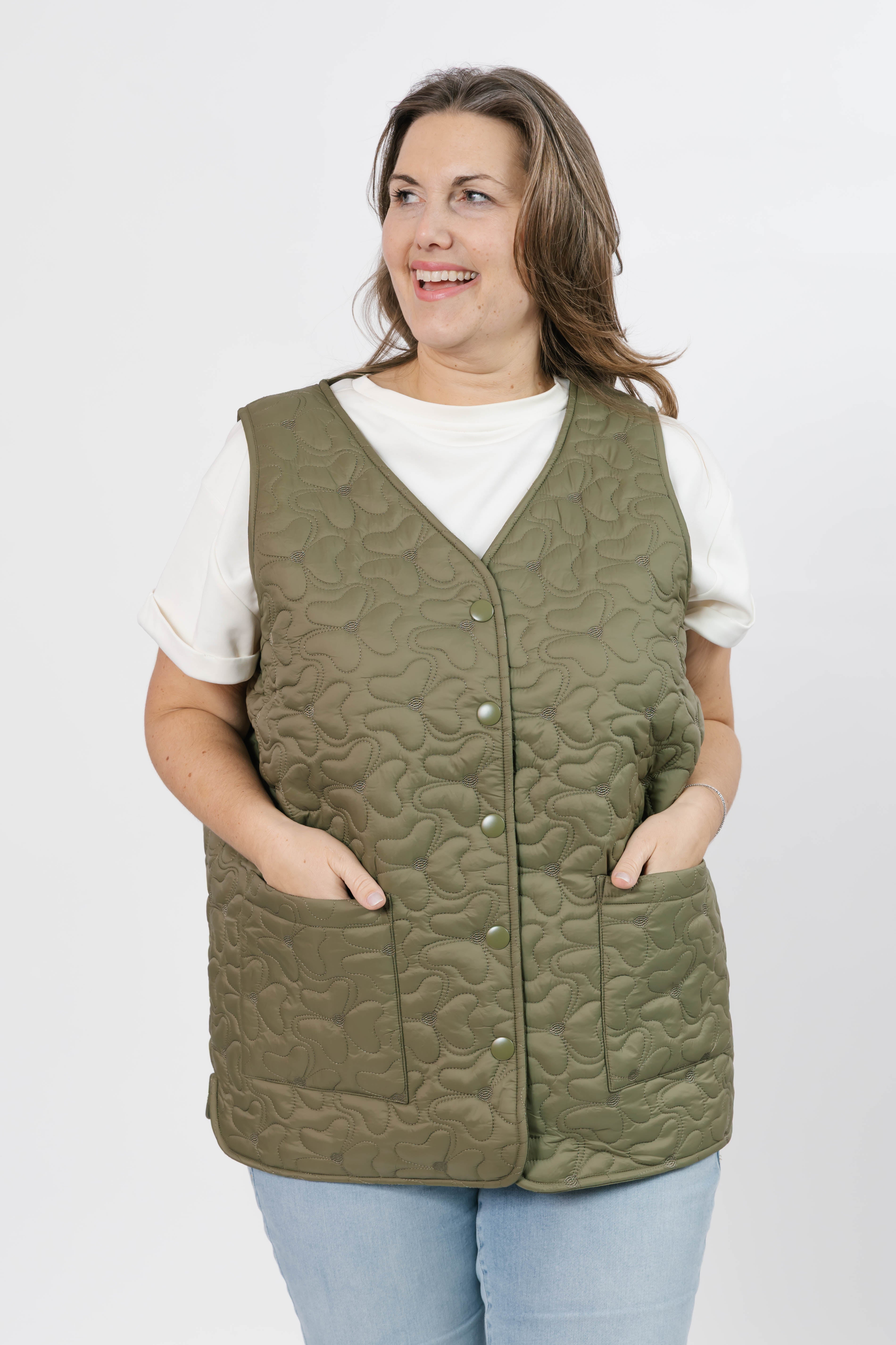 Carson Quilted Vest in Burnt Olive