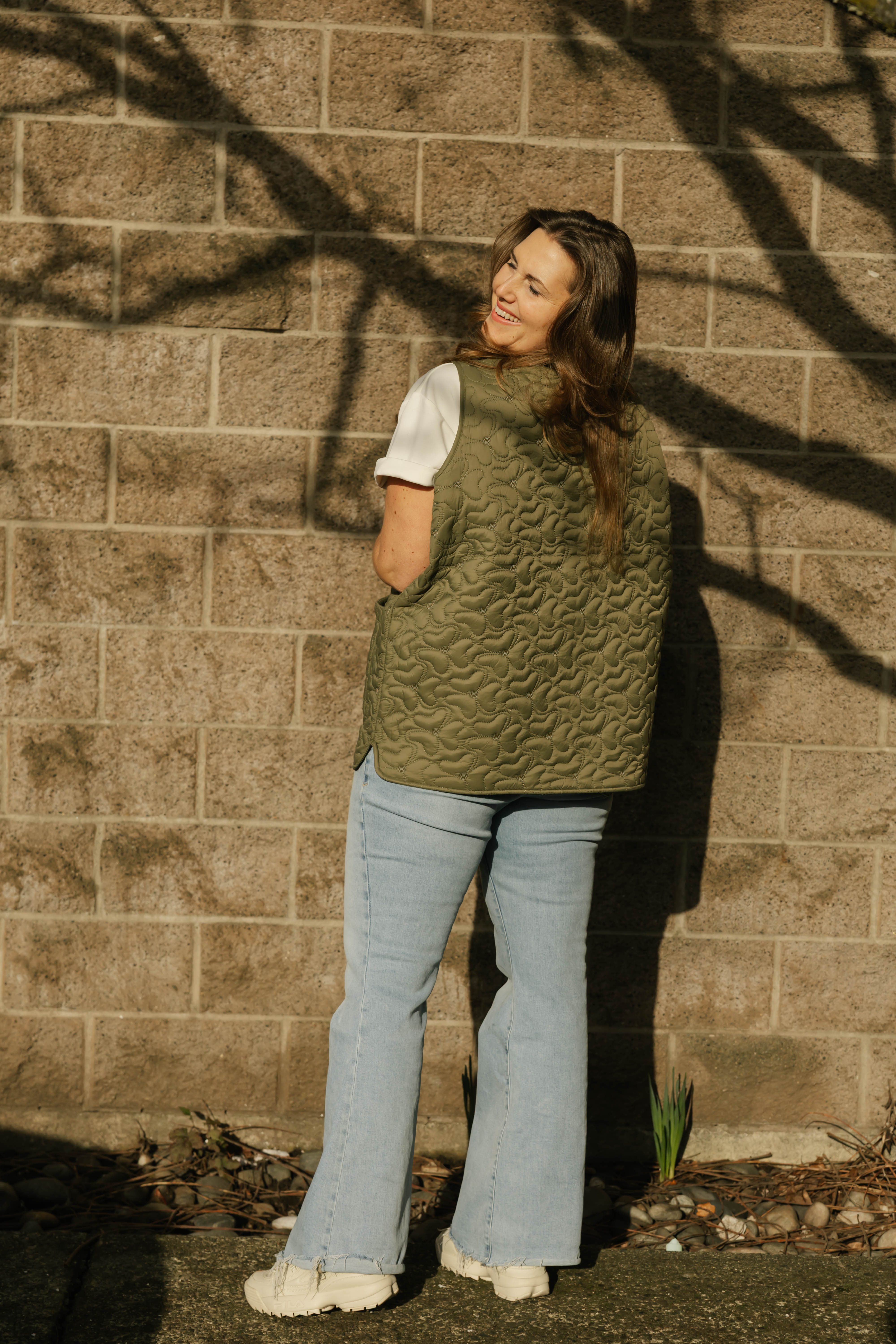 Carson Quilted Vest in Burnt Olive
