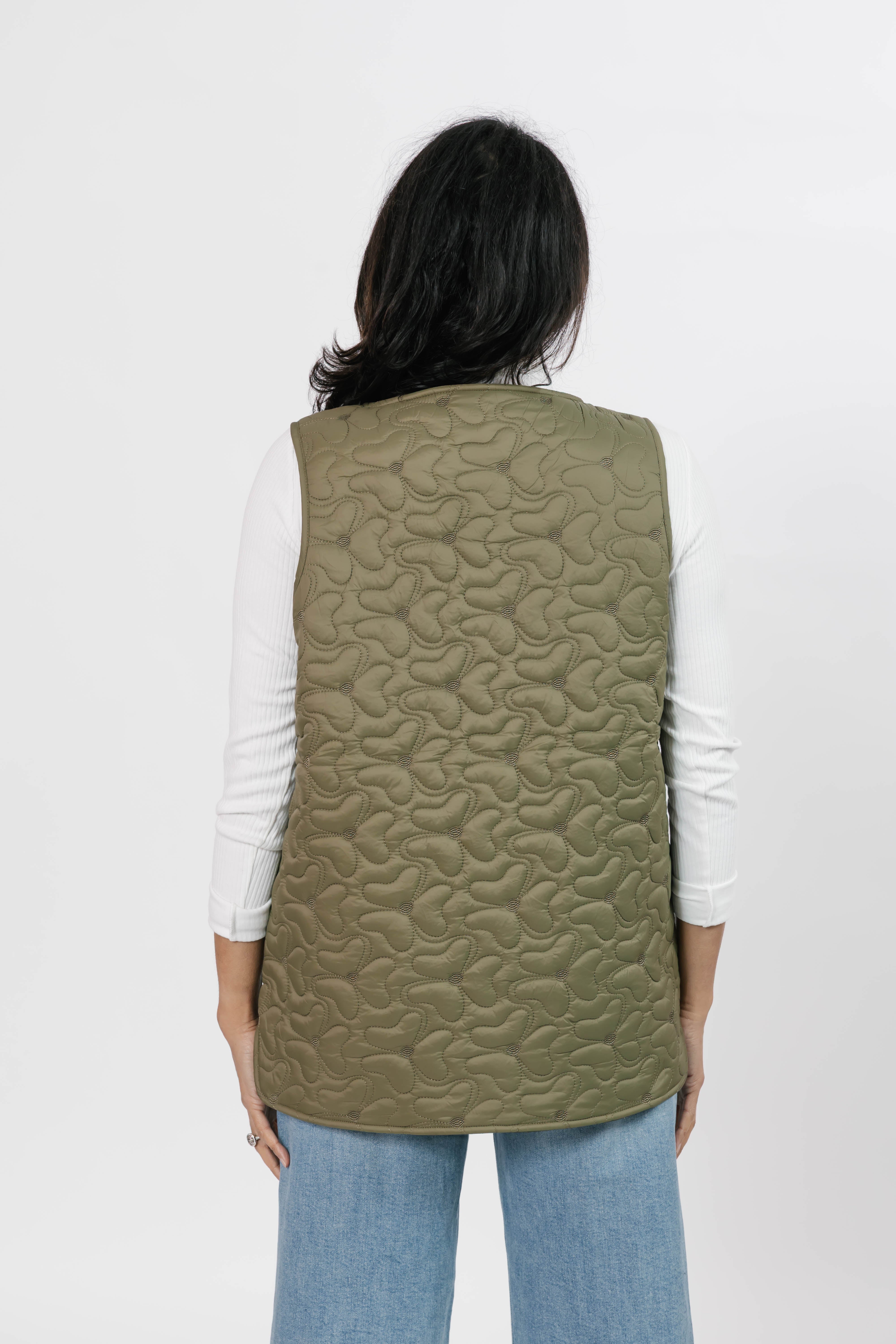 Carson Quilted Vest in Burnt Olive