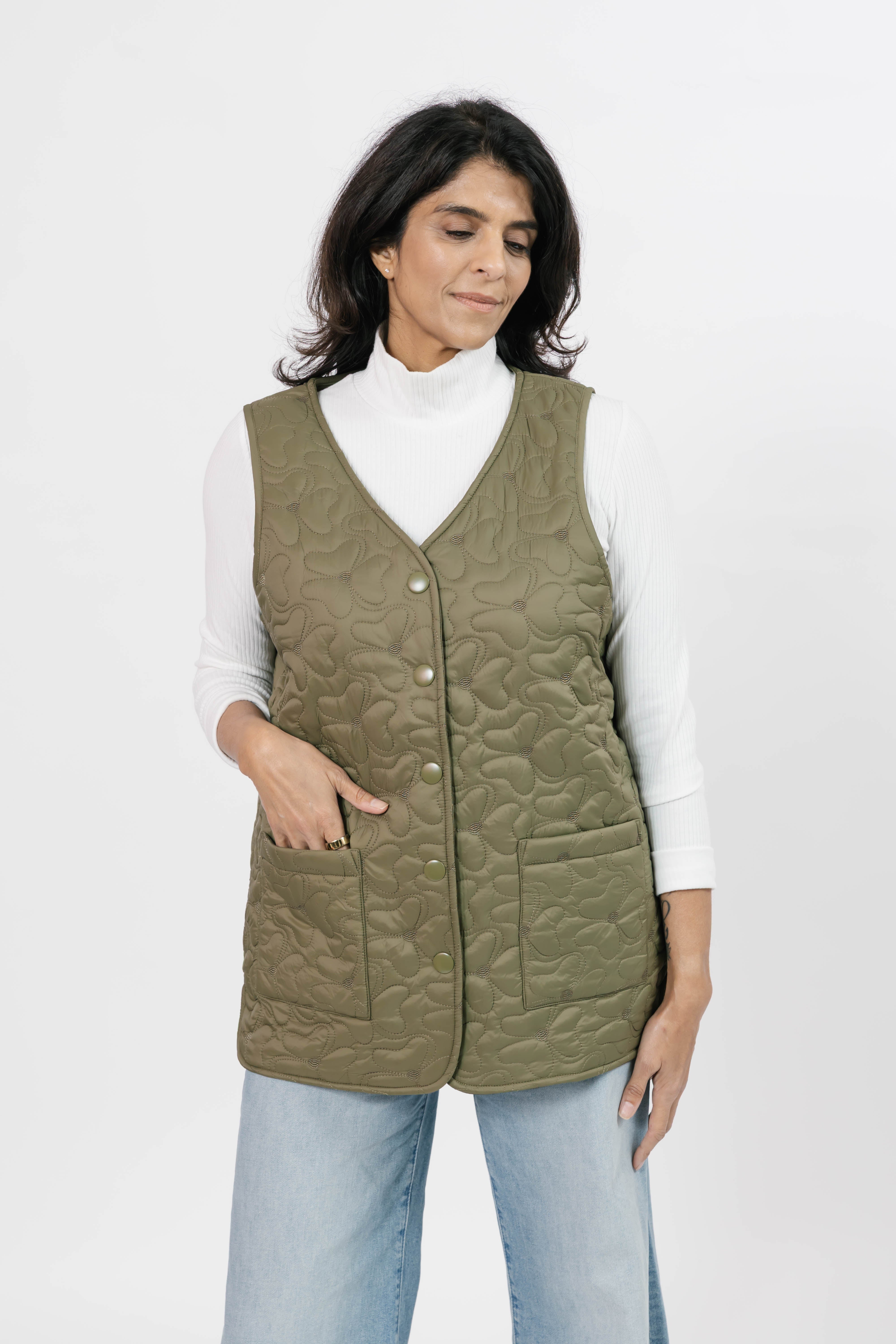 Carson Quilted Vest in Burnt Olive