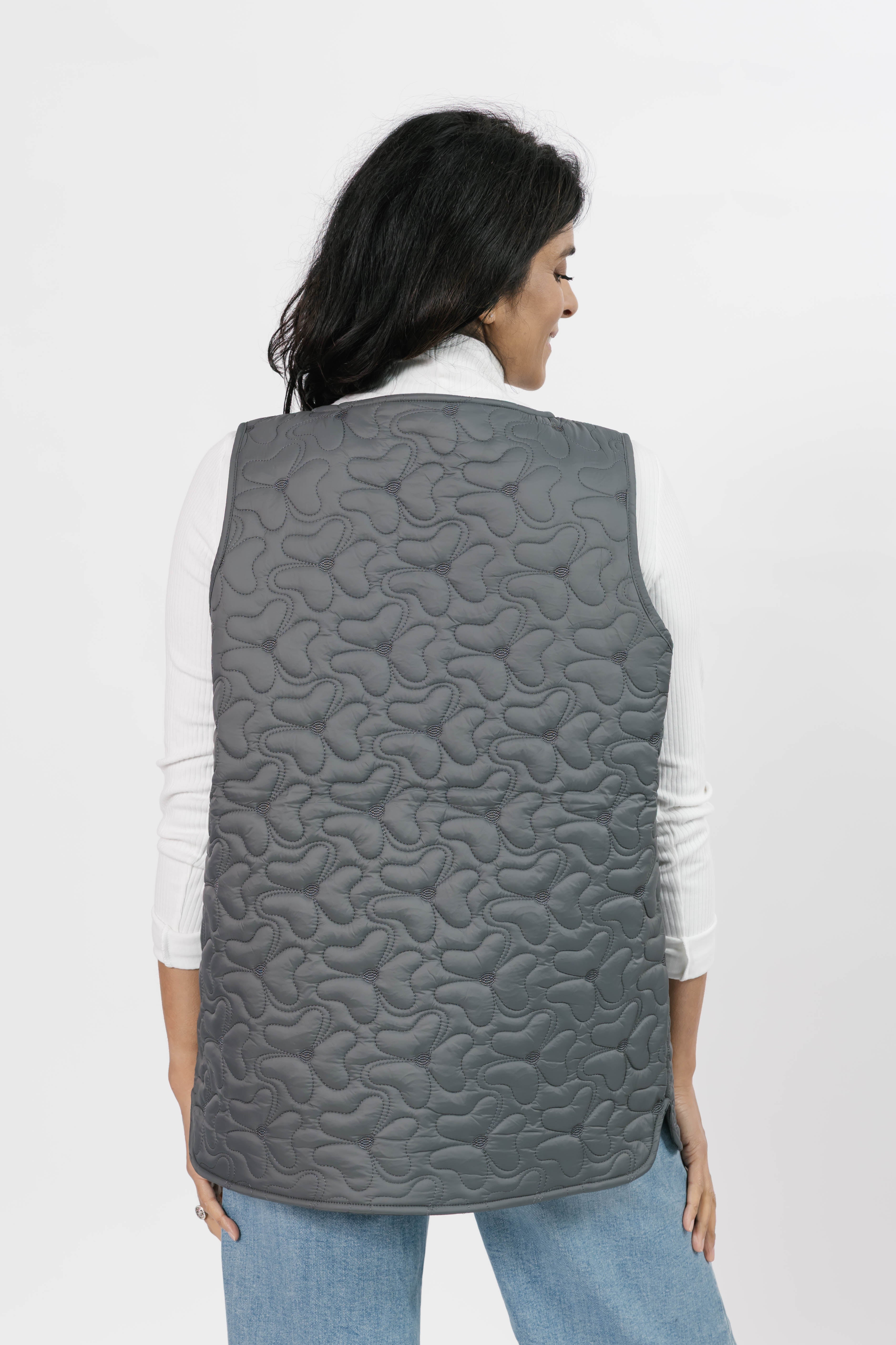 Carson Quilted Vest in Magnet Grey