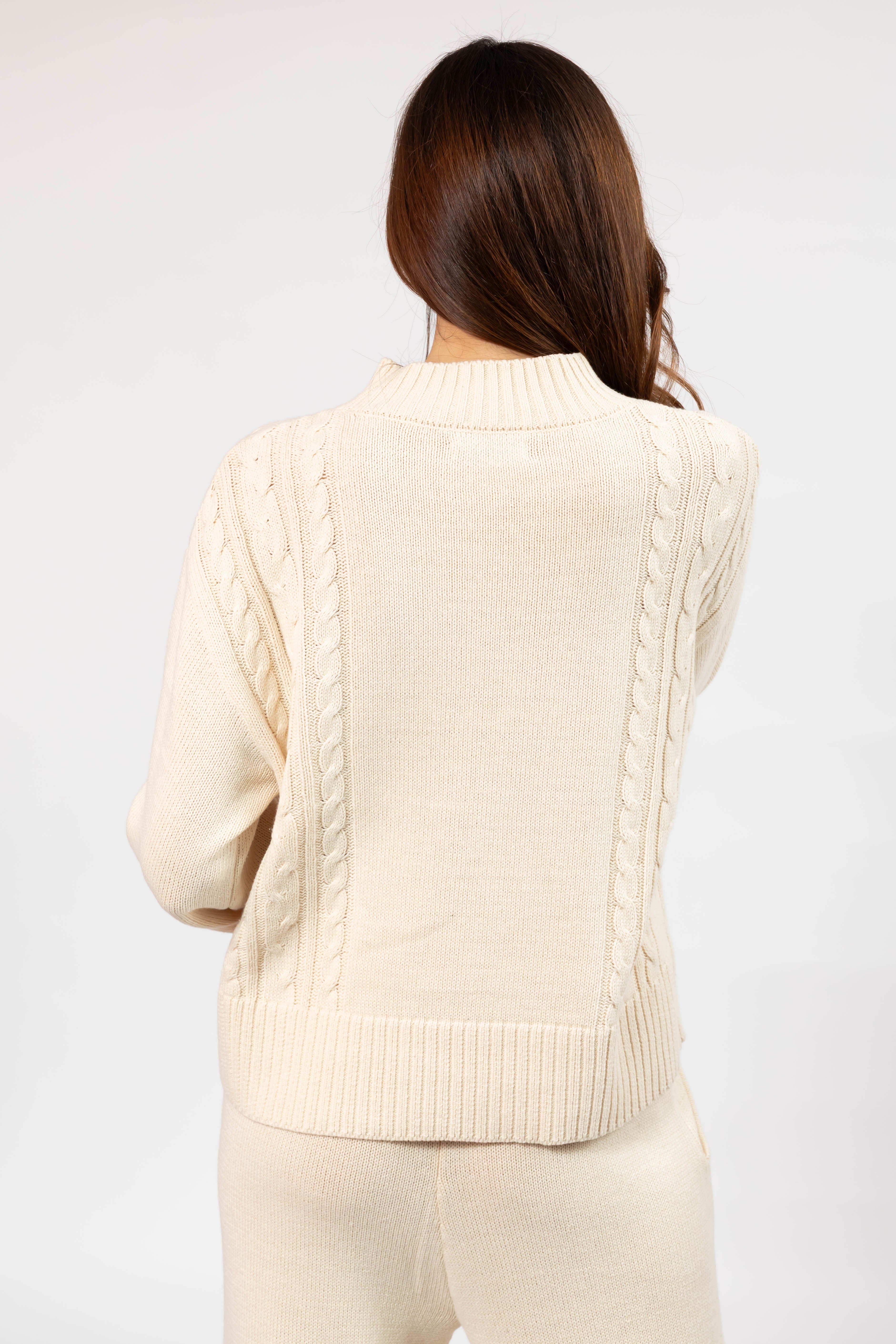 Cecilia Cable Knit Sweater in Cream