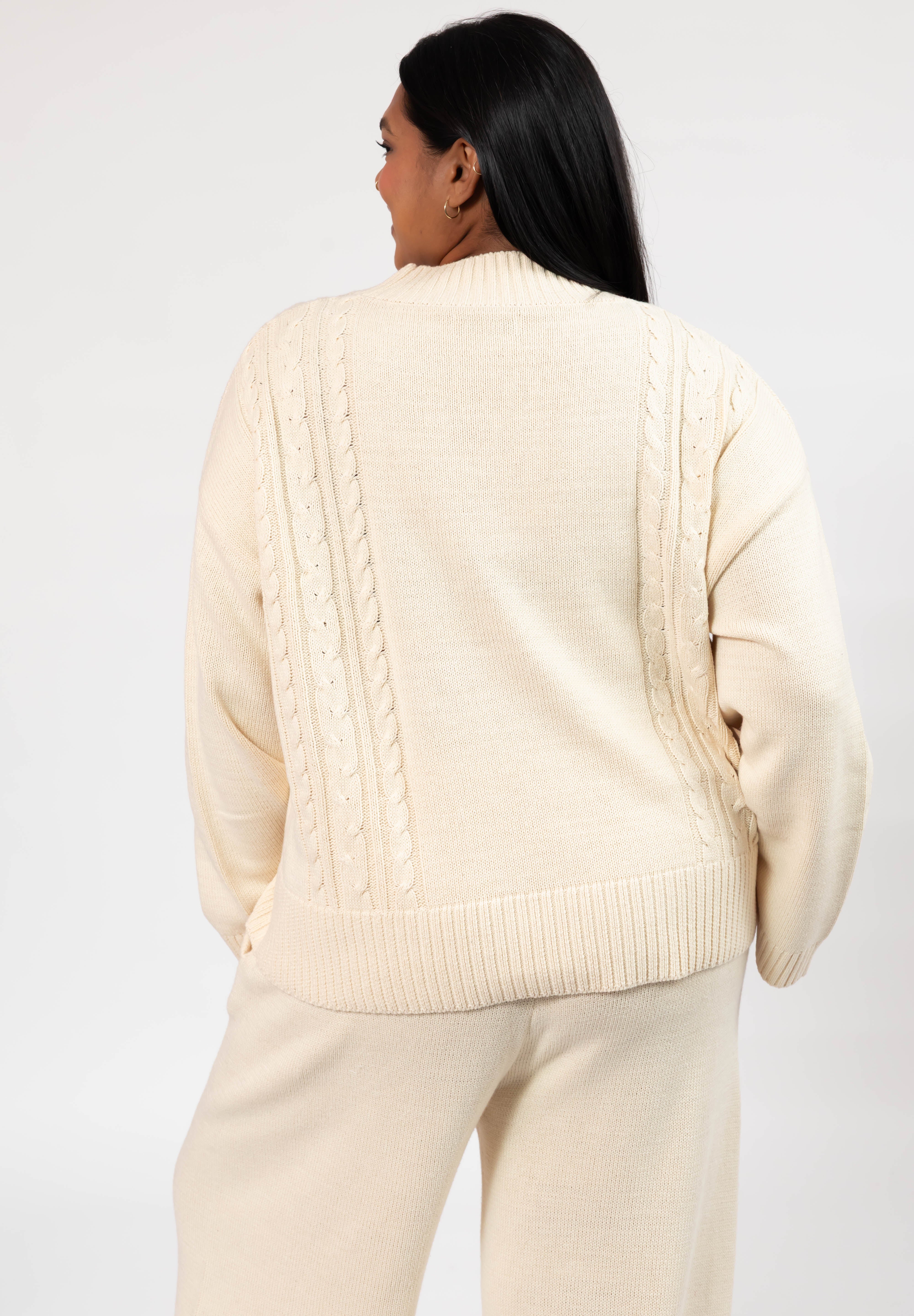Cecilia Cable Knit Sweater in Cream
