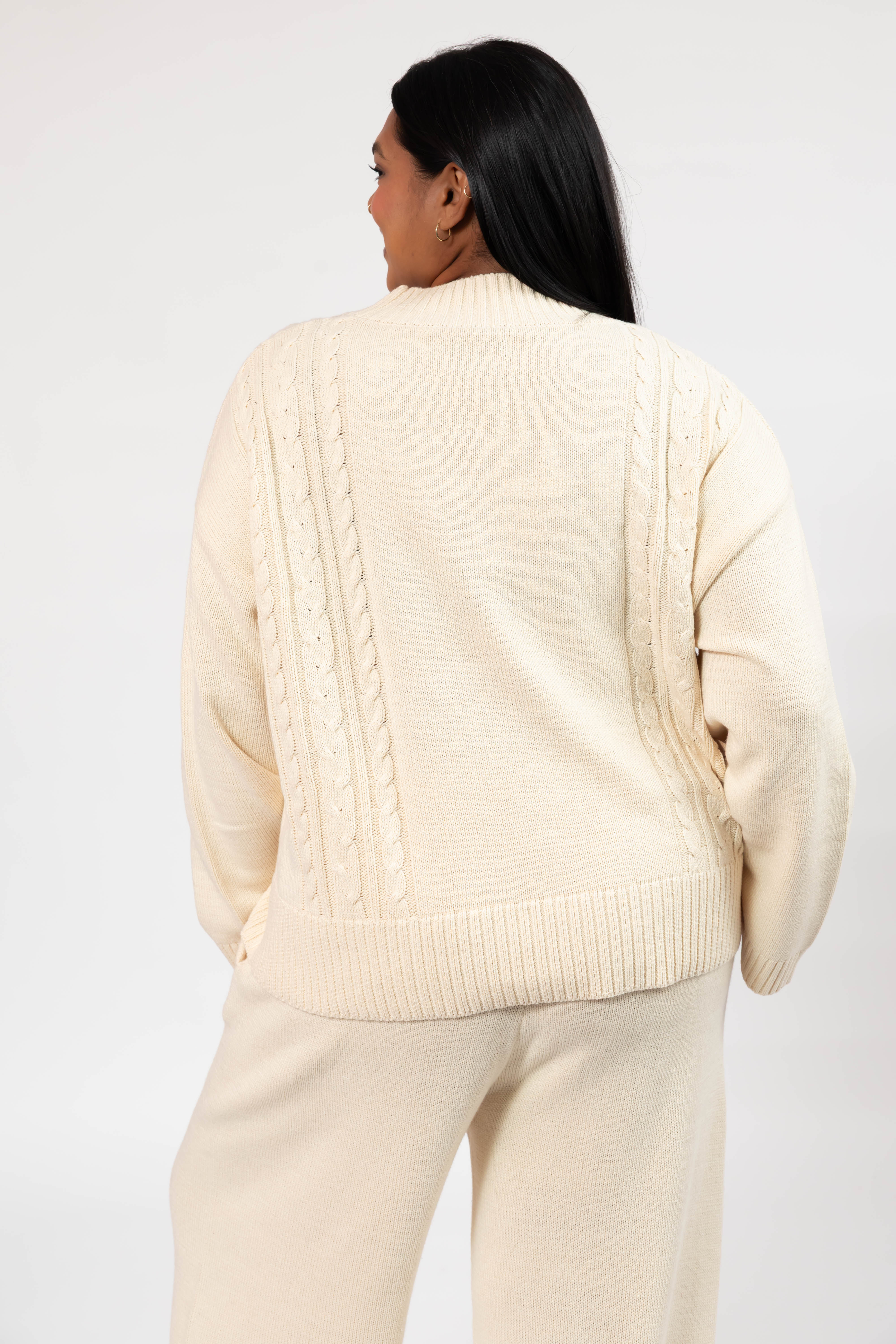 Cecilia Cable Knit Sweater in Cream