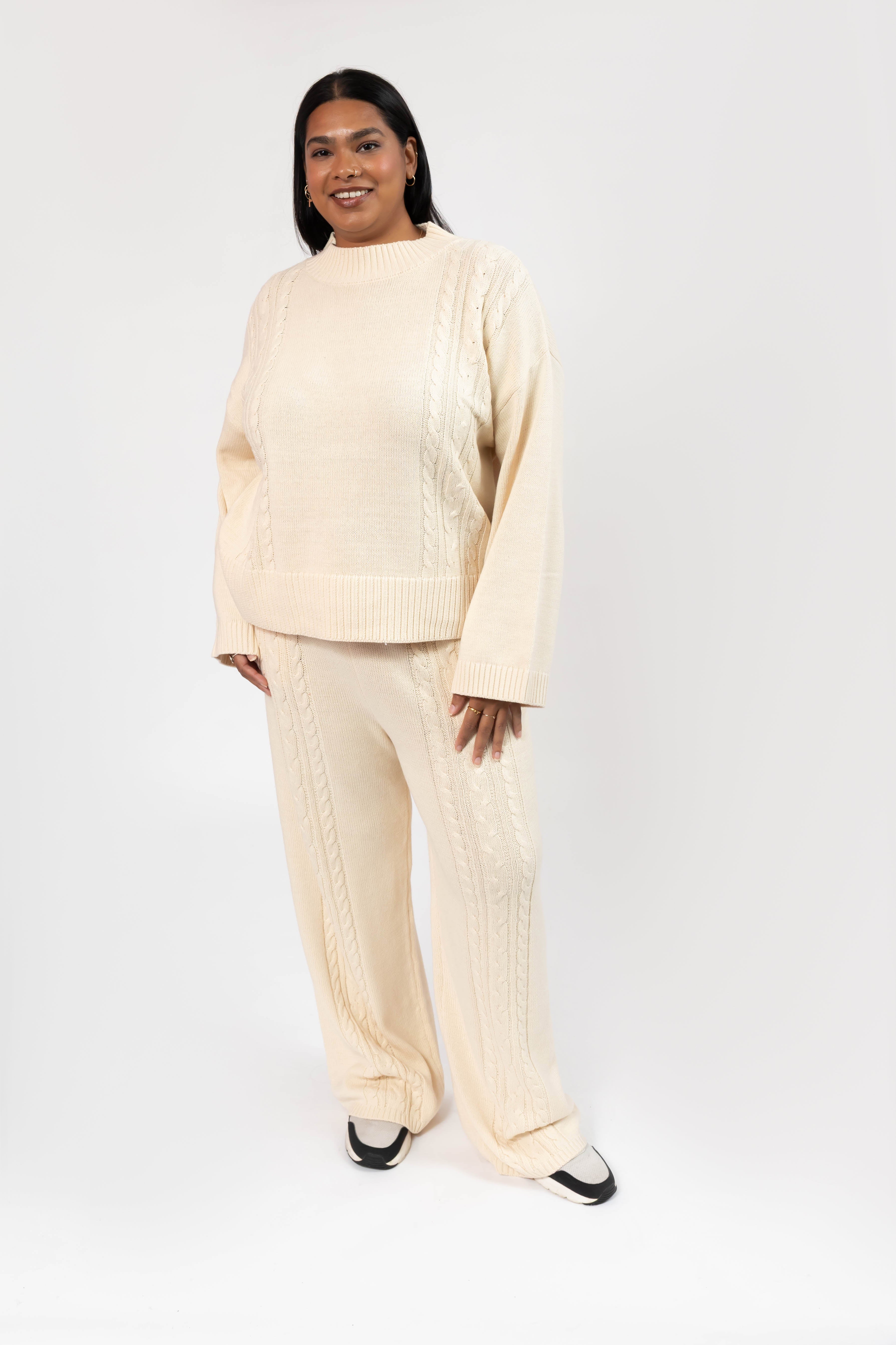 Cecilia Cable Knit Sweater in Cream