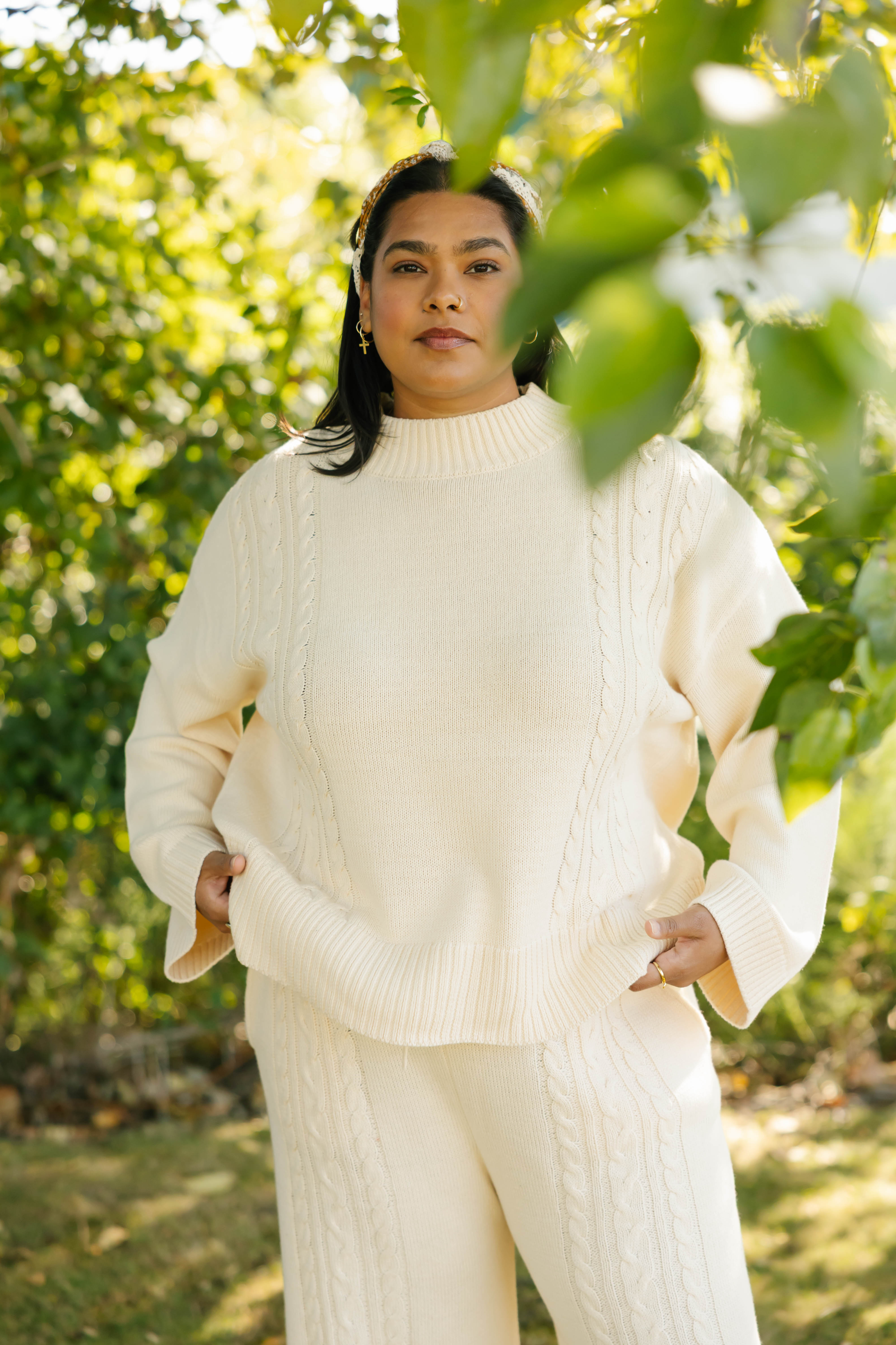 Cecilia Cable Knit Sweater in Cream