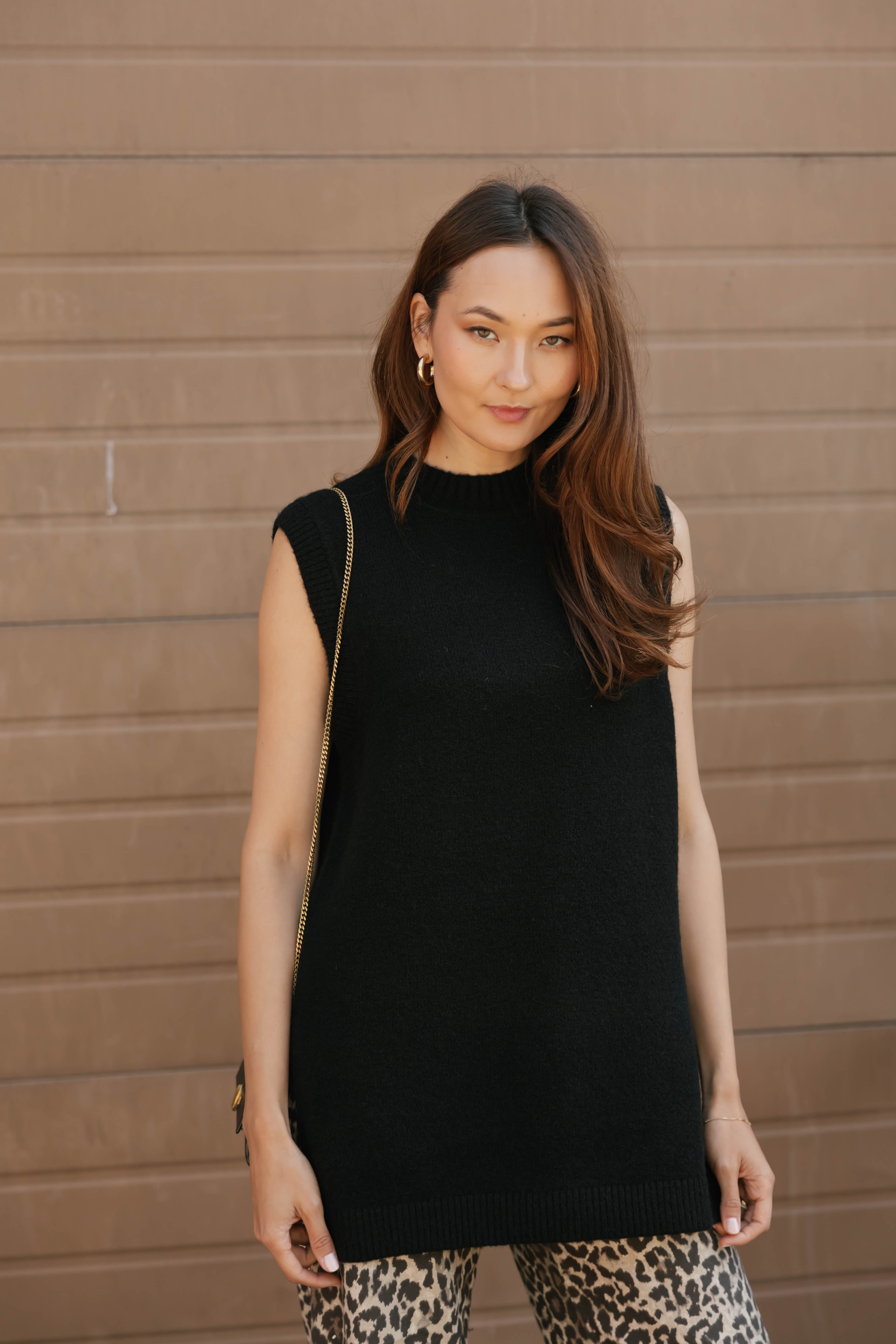 Charlie Sweater Tunic in Midnight Black