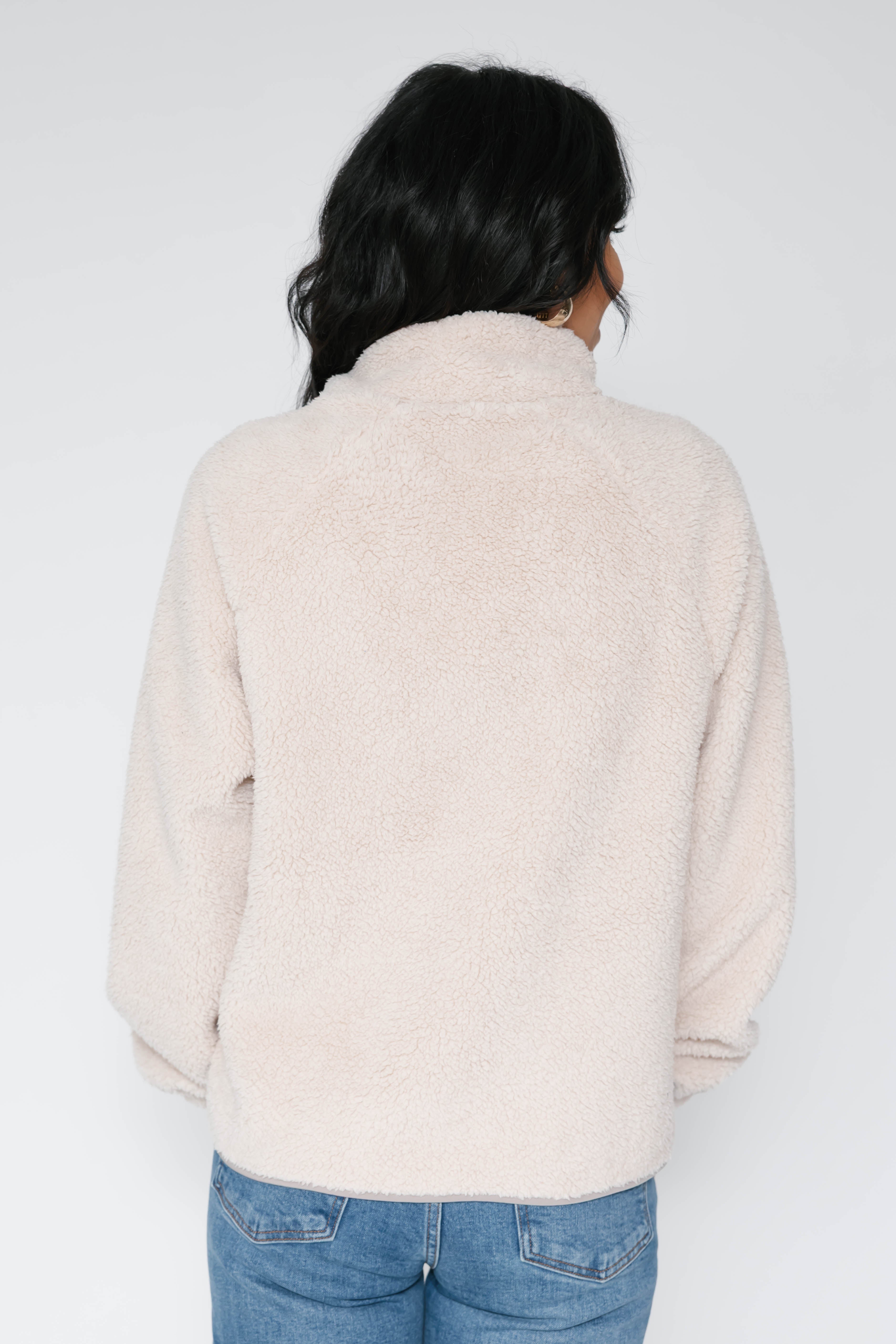 Teddy Zip Up Jacket in Taupe