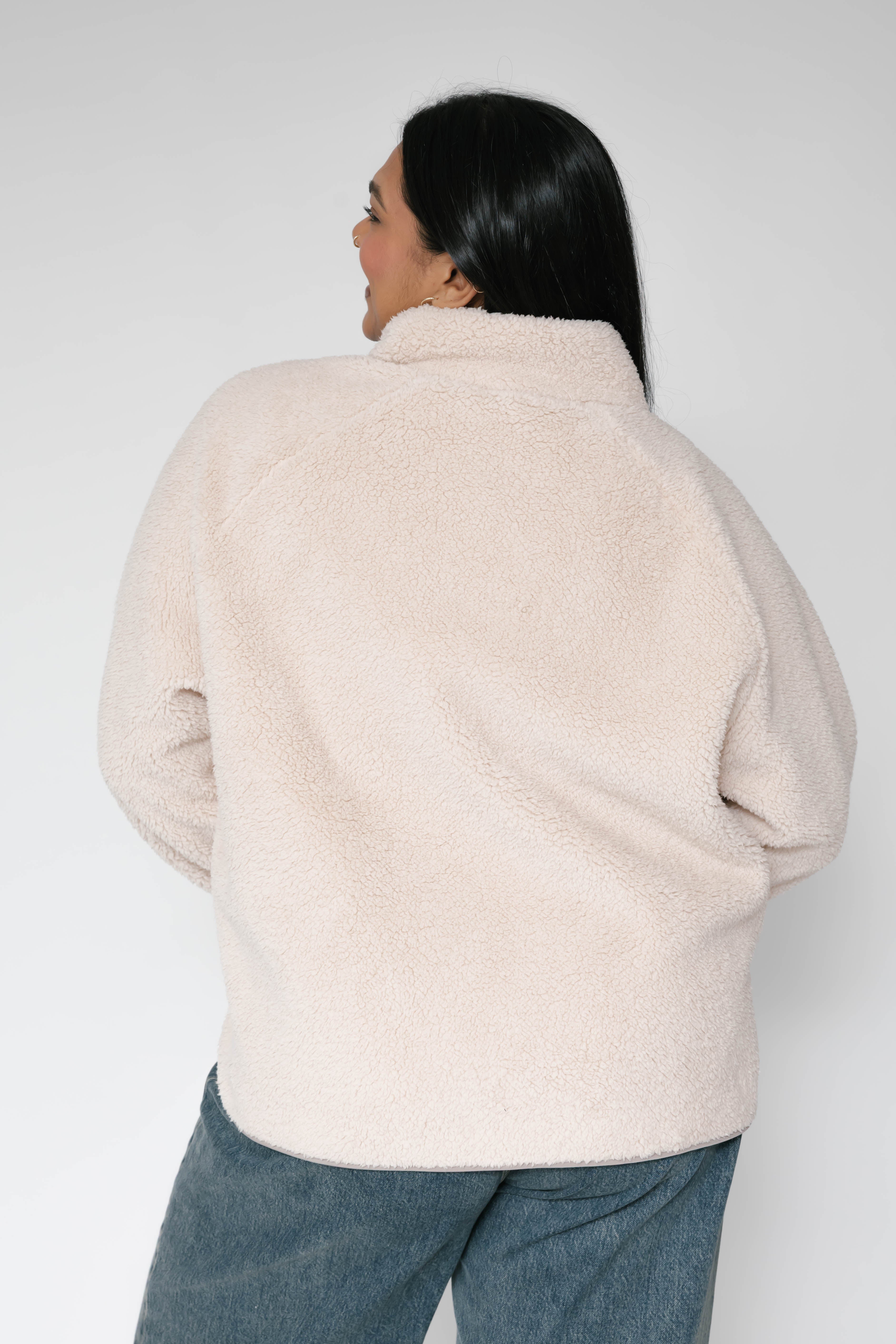 Teddy Zip Up Jacket in Taupe