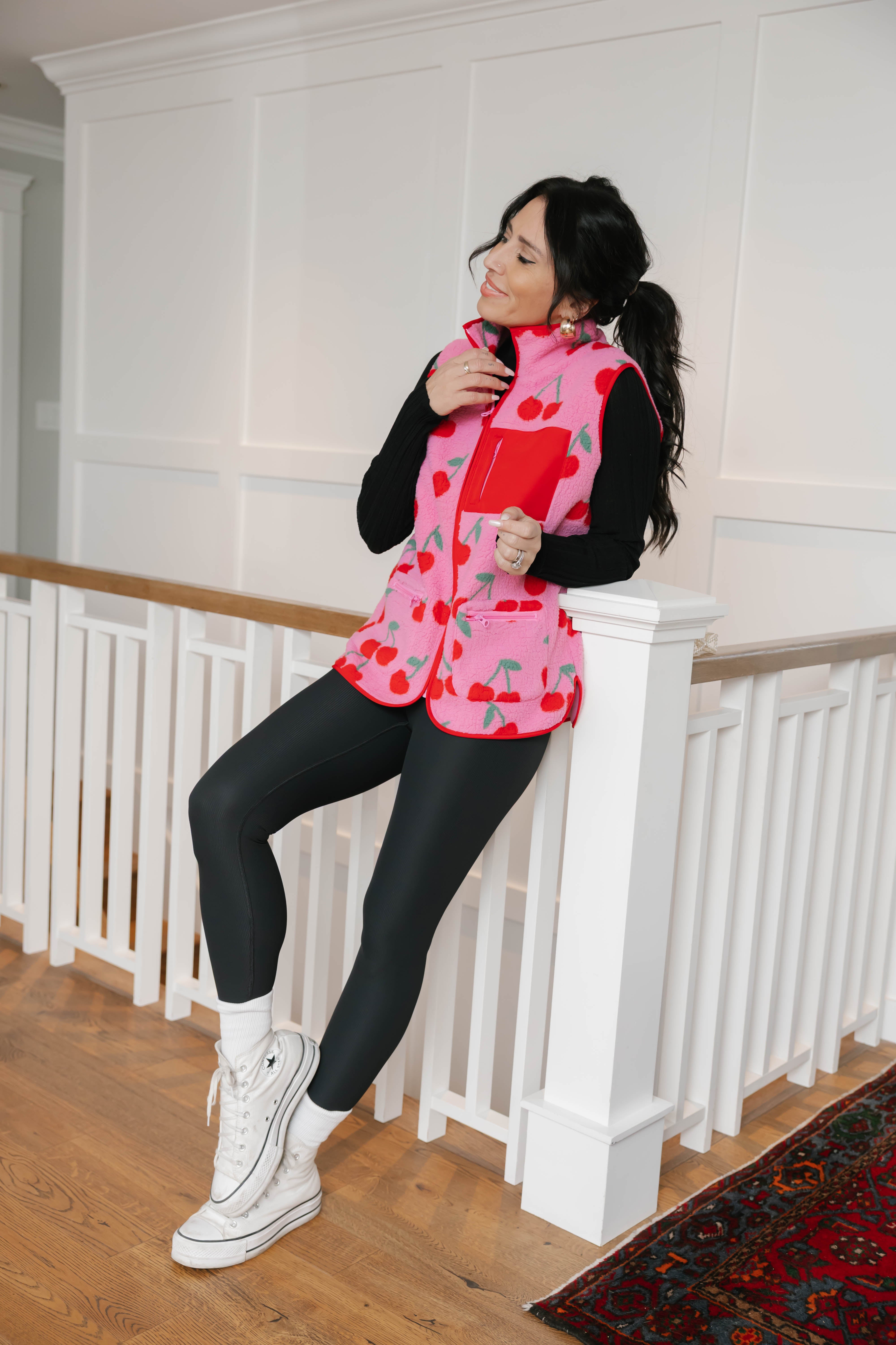 Teddy Vest in Pink/Red Cherry