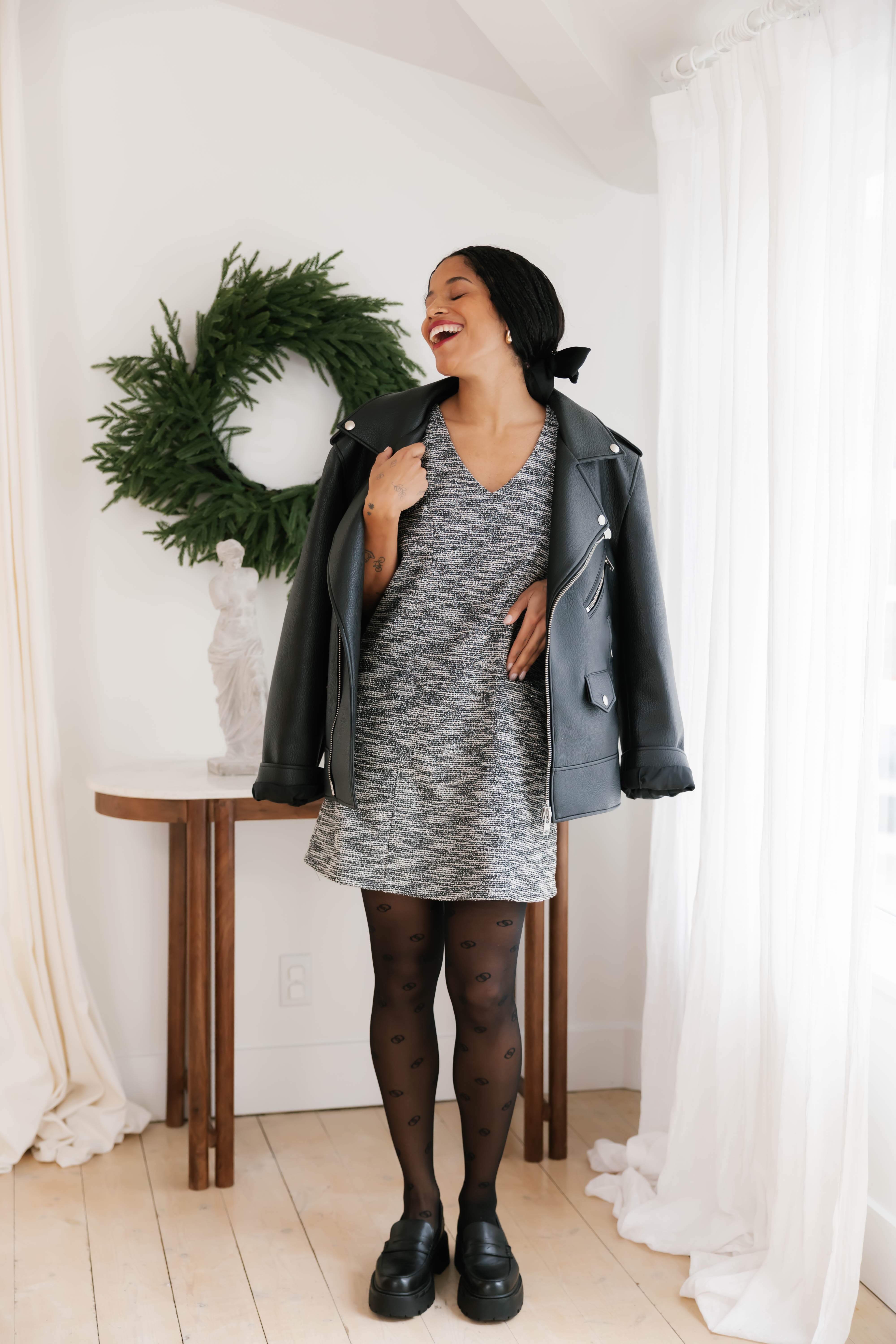 Chloe Mini Dress in Black Speckled