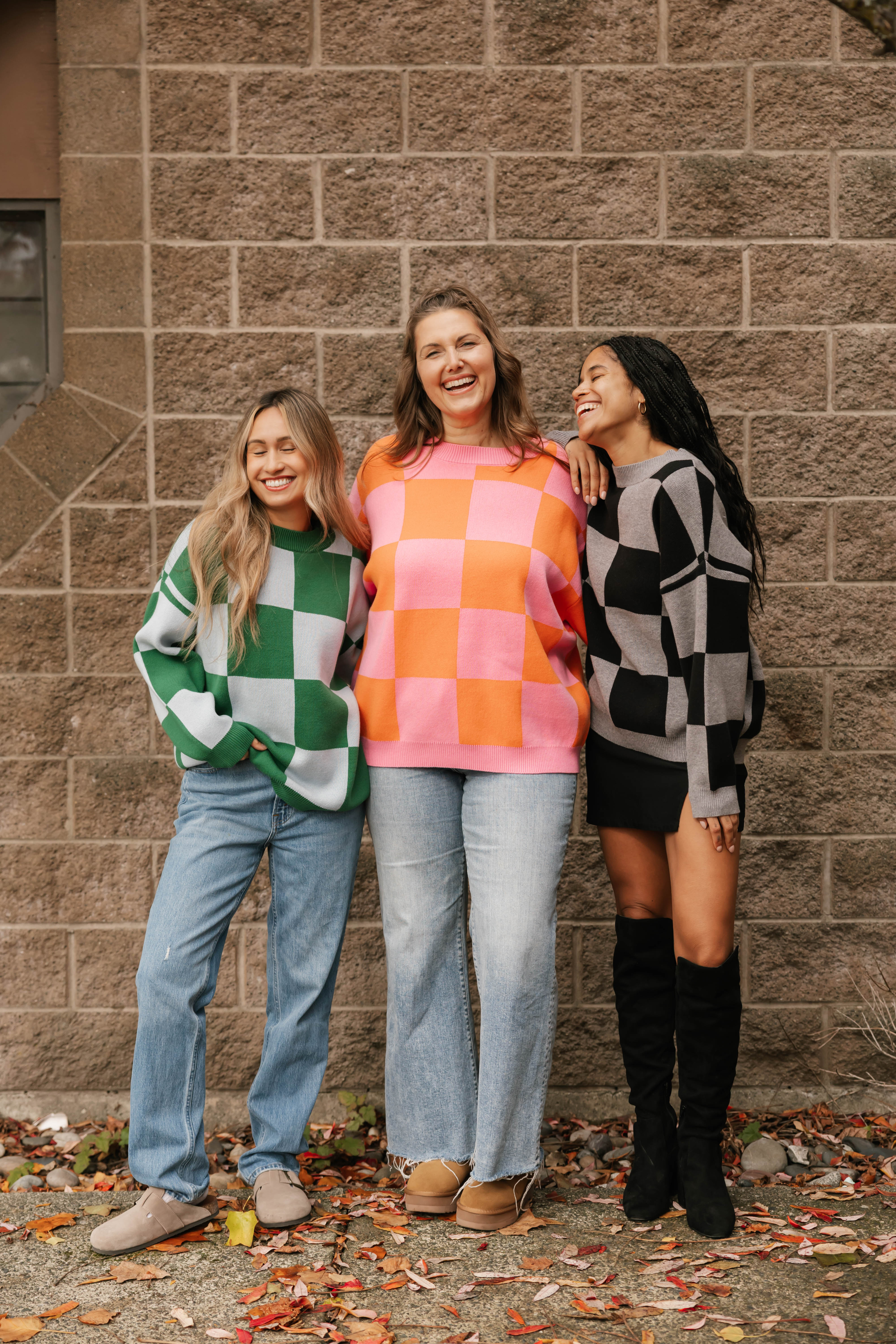 Chrissy Checkered Sweater in Grey/Black