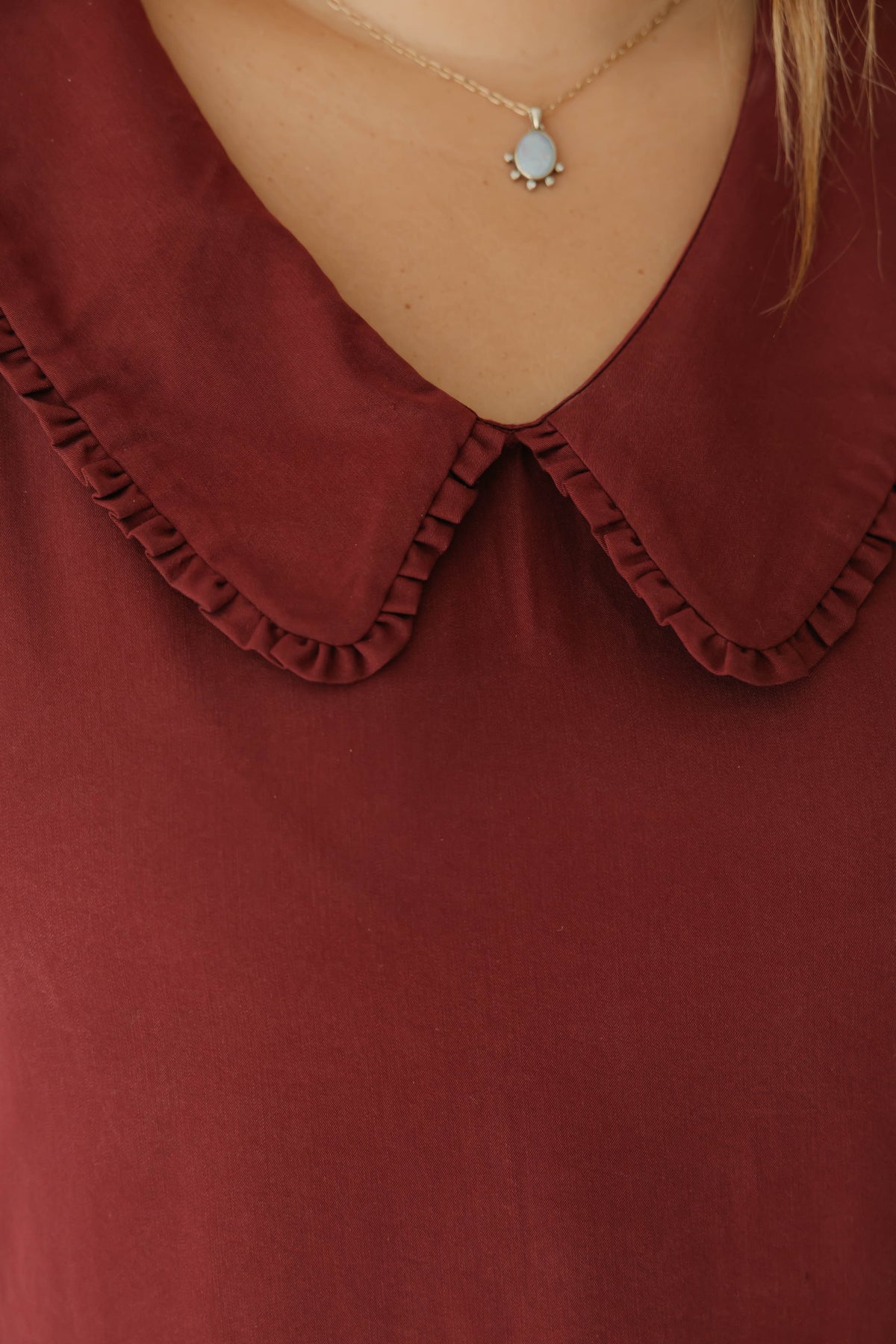 Colette Collared Dress in Red Wine