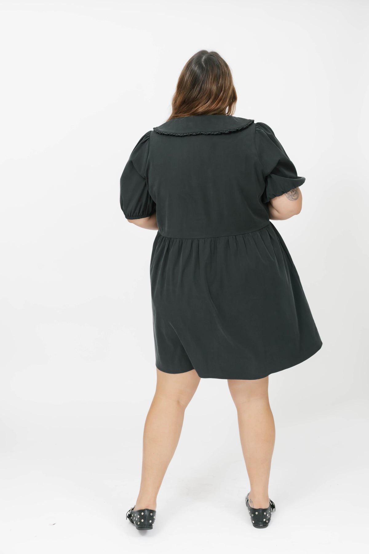 Colette Collared Dress in Soft Black