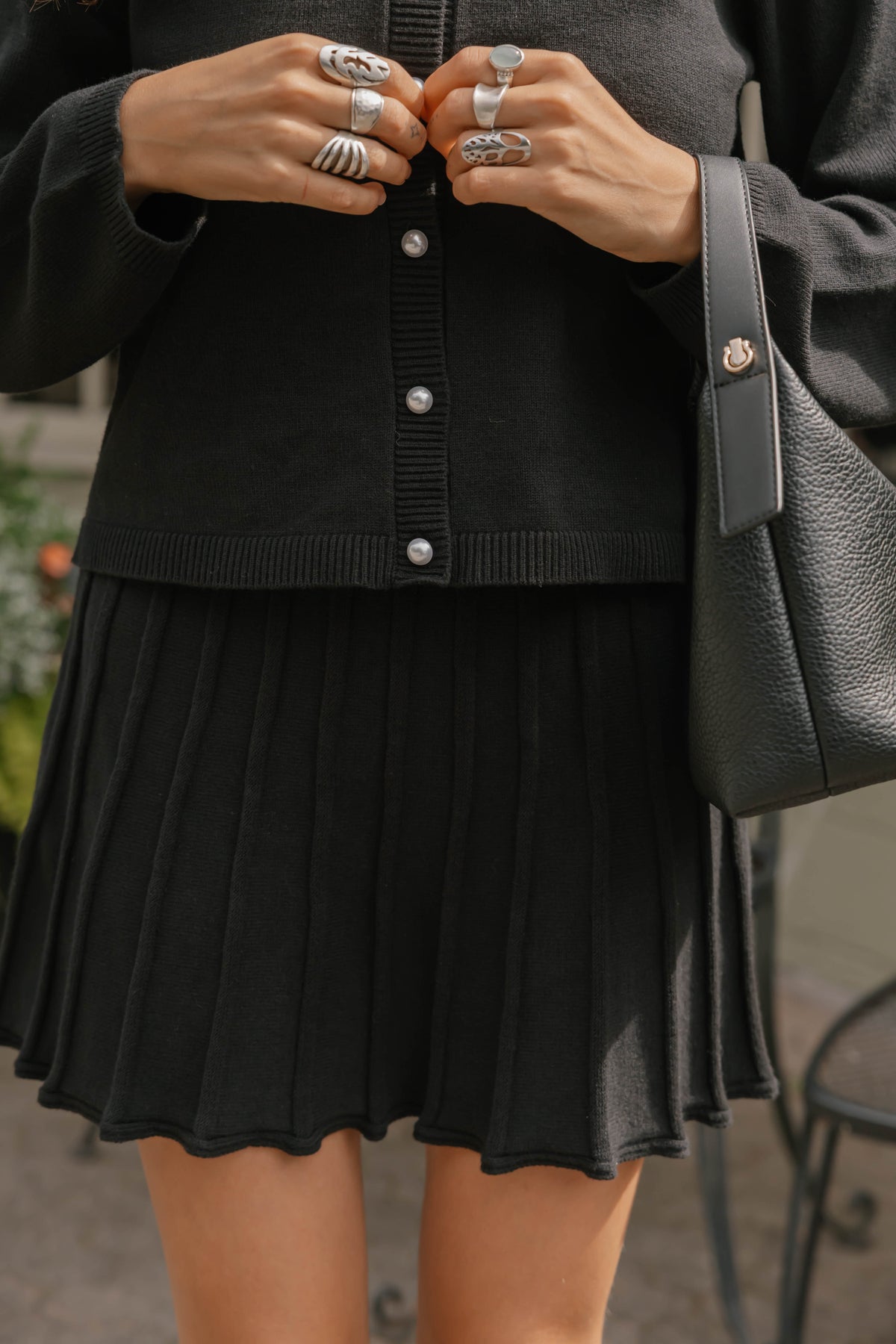 Collared Cardigan in Midnight Black