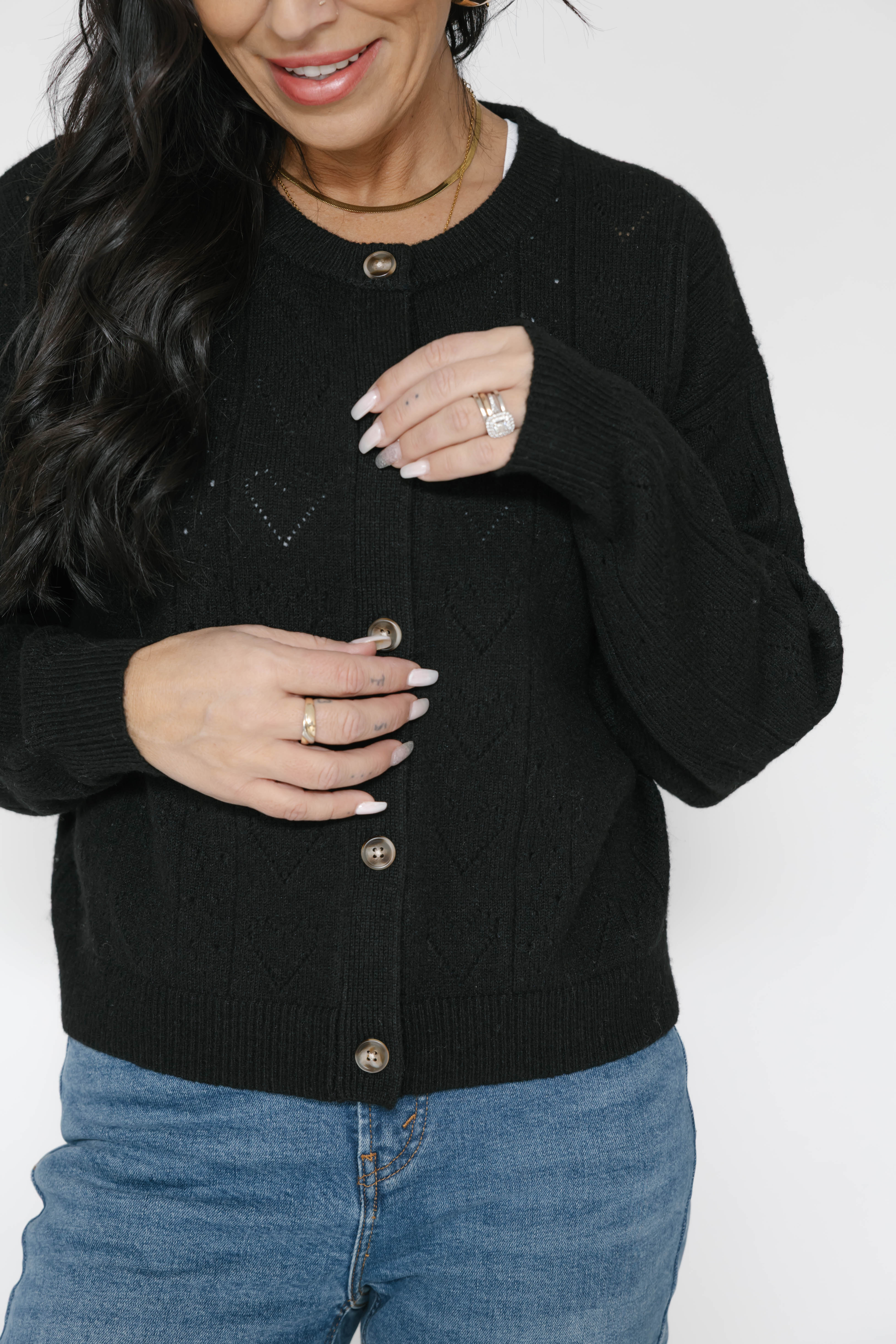 Crush On You Cardigan in Midnight Black