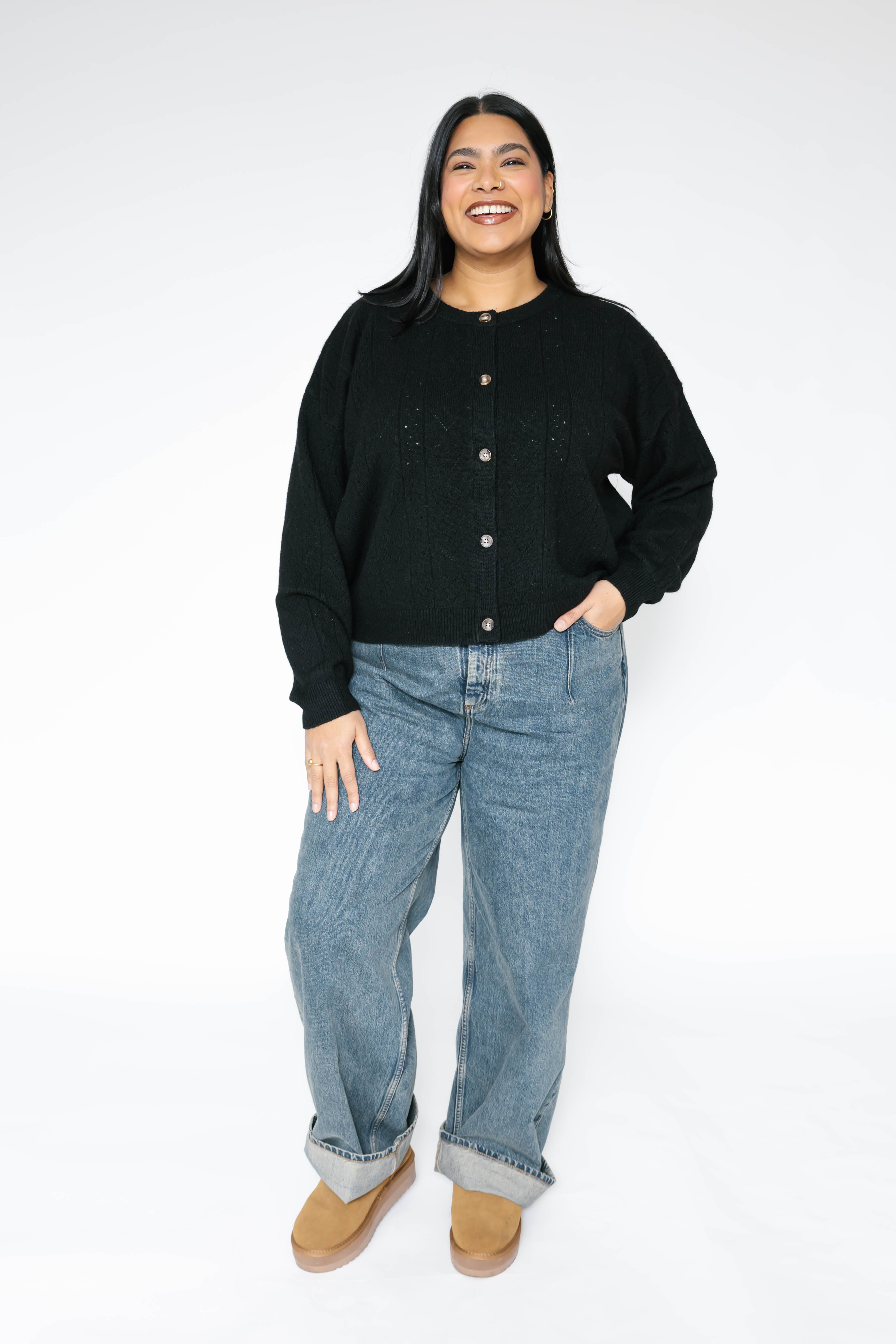 Crush On You Cardigan in Midnight Black