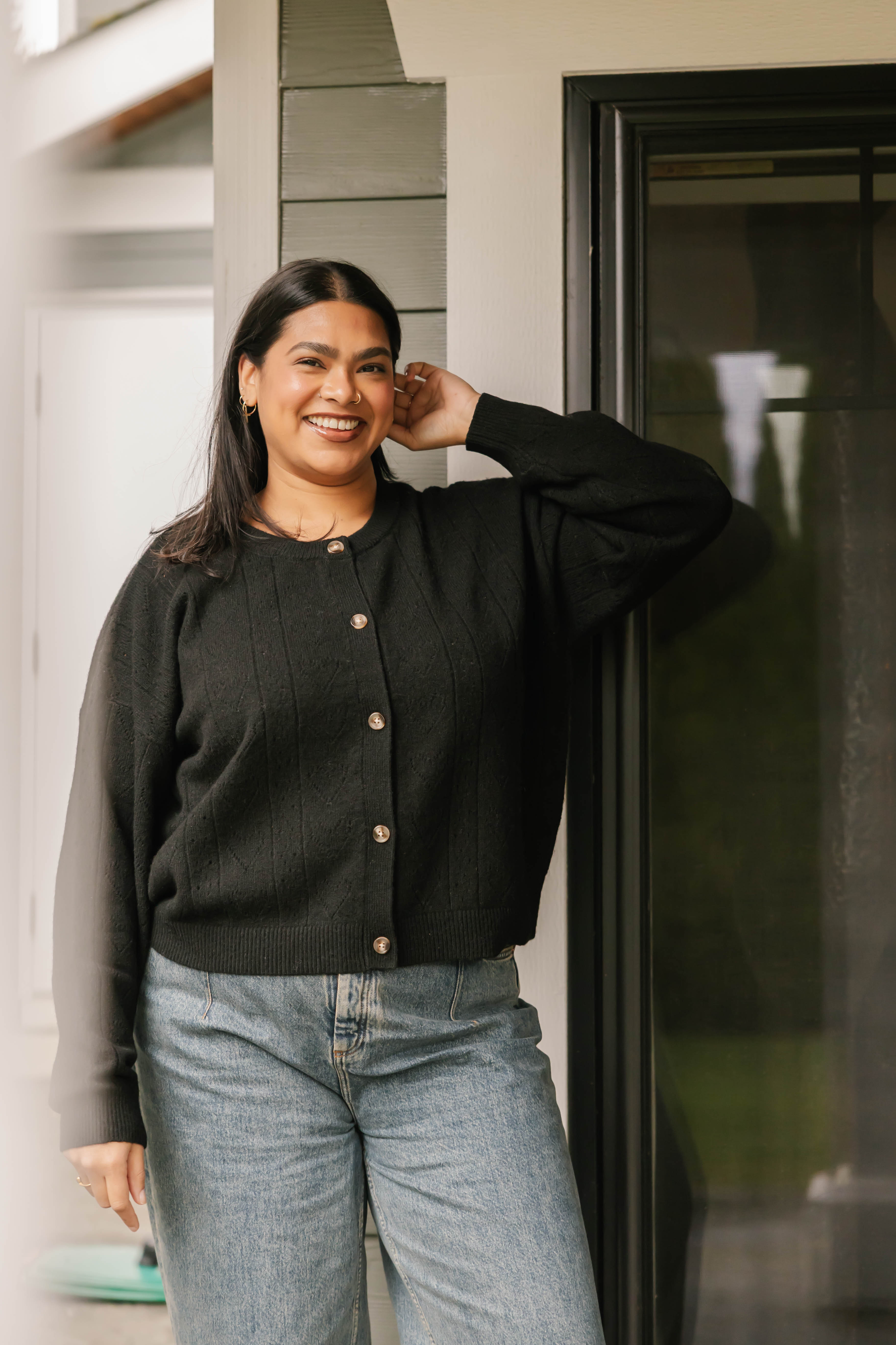 Crush On You Cardigan in Midnight Black