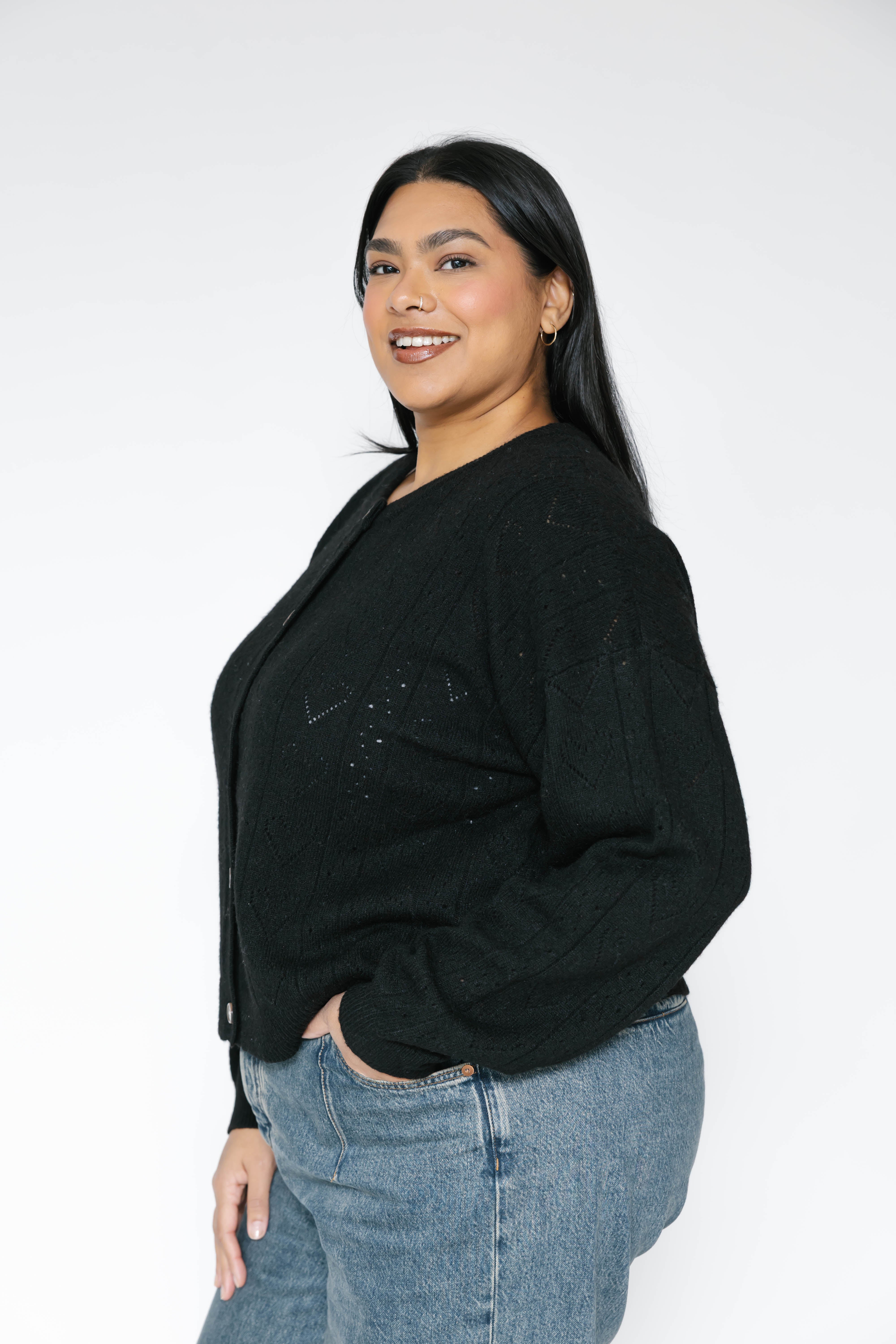 Crush On You Cardigan in Midnight Black