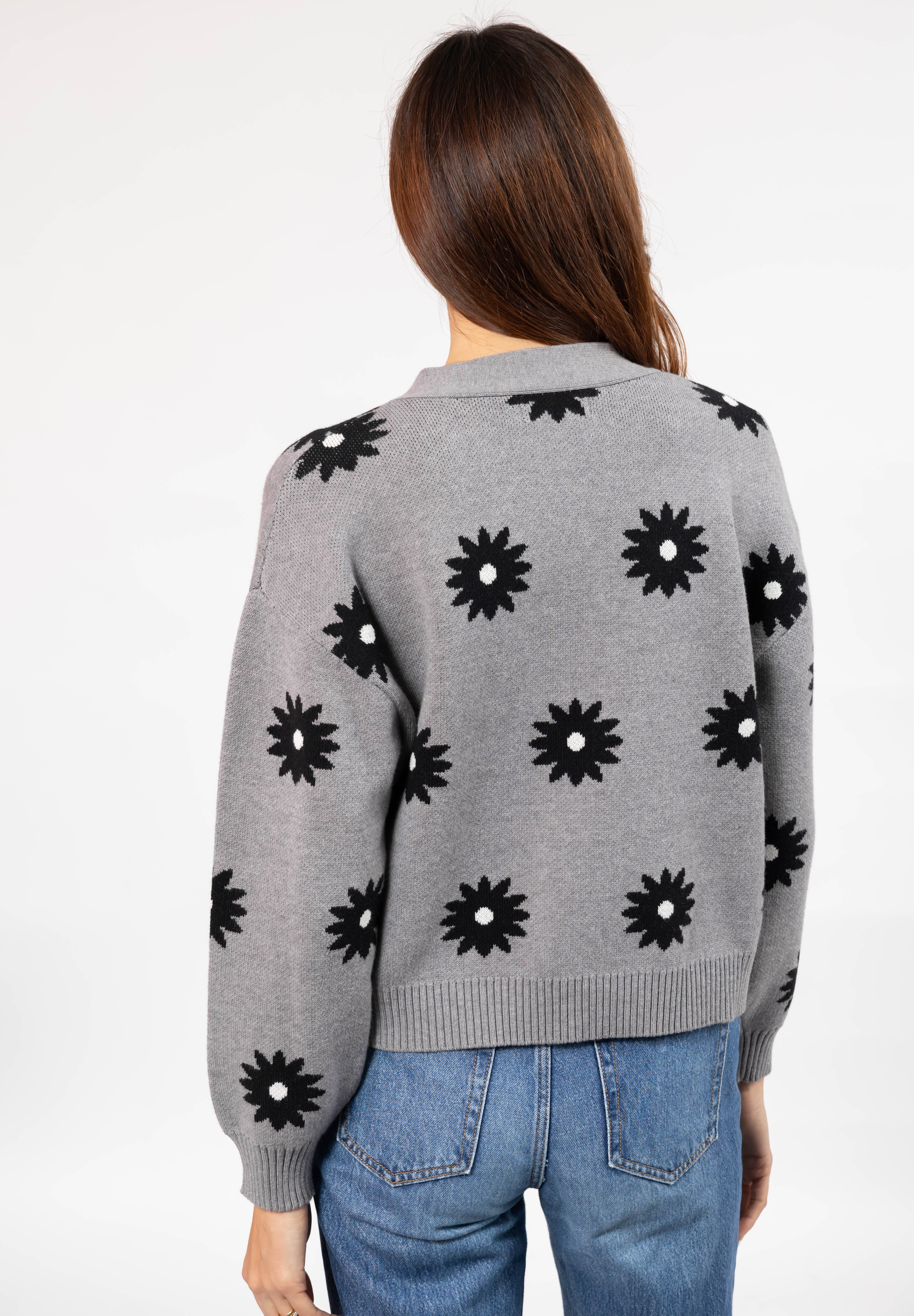 Daisy Cardigan in Grey Combo