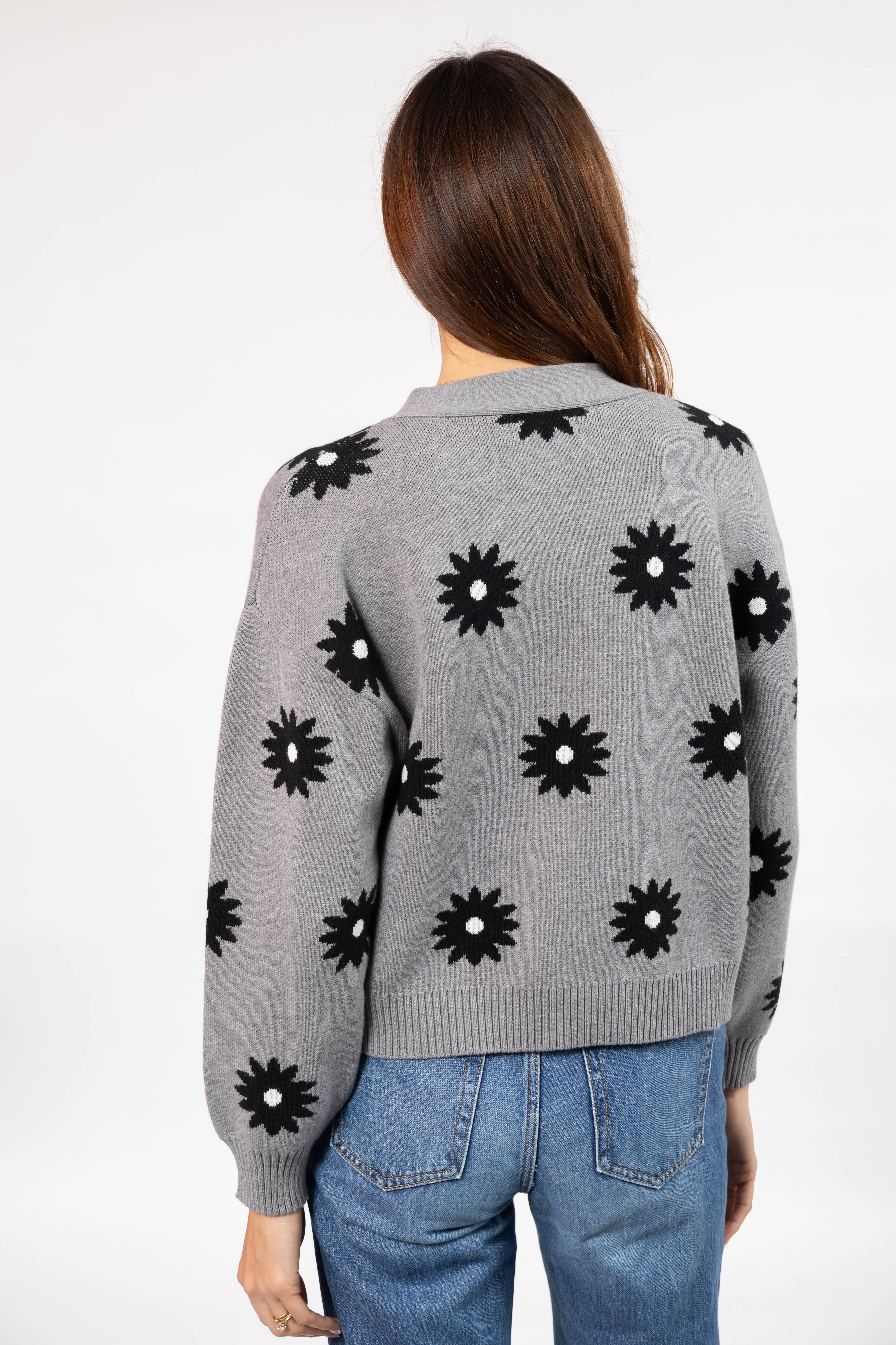 Daisy Cardigan in Grey Combo