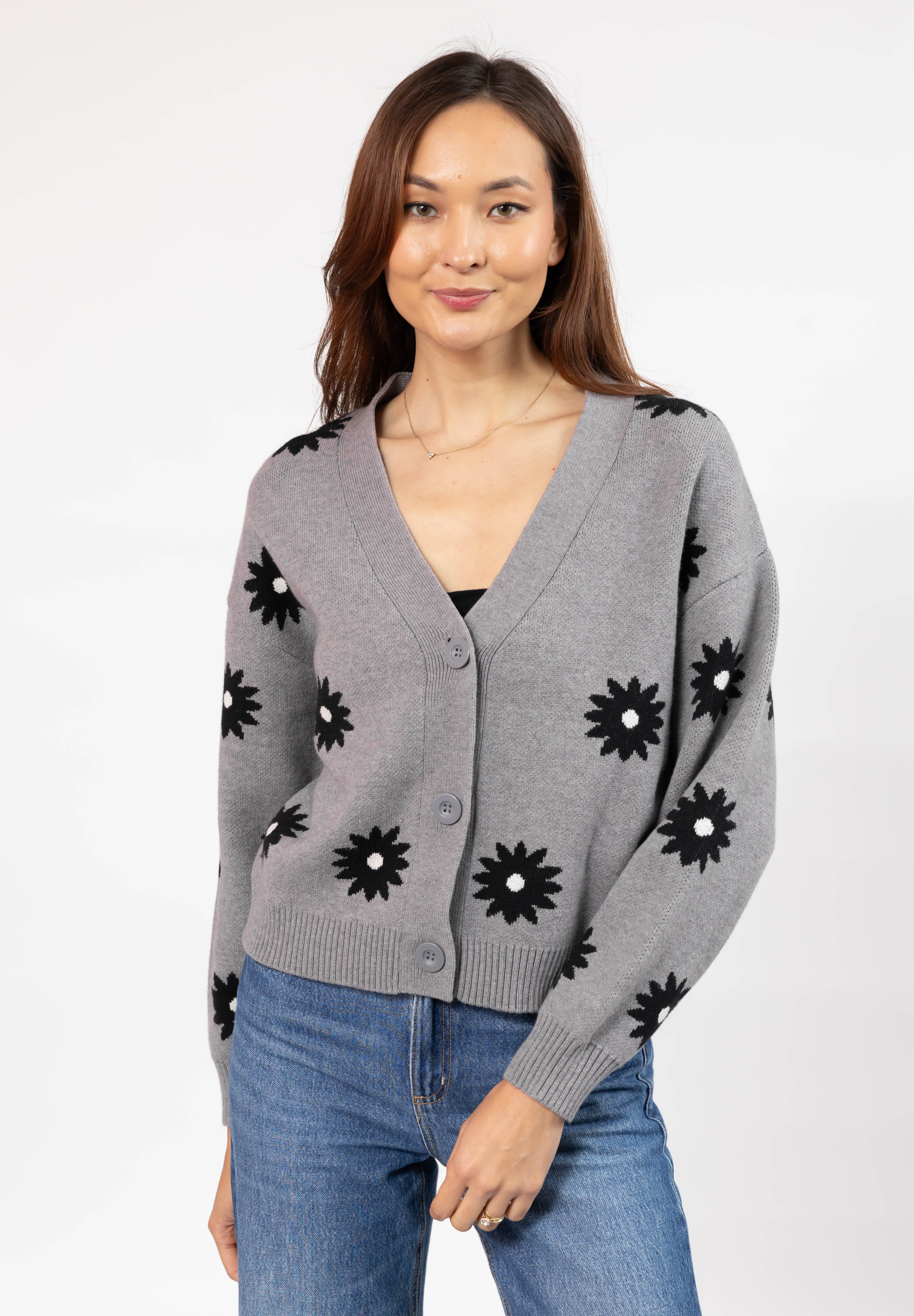 Daisy Cardigan in Grey Combo
