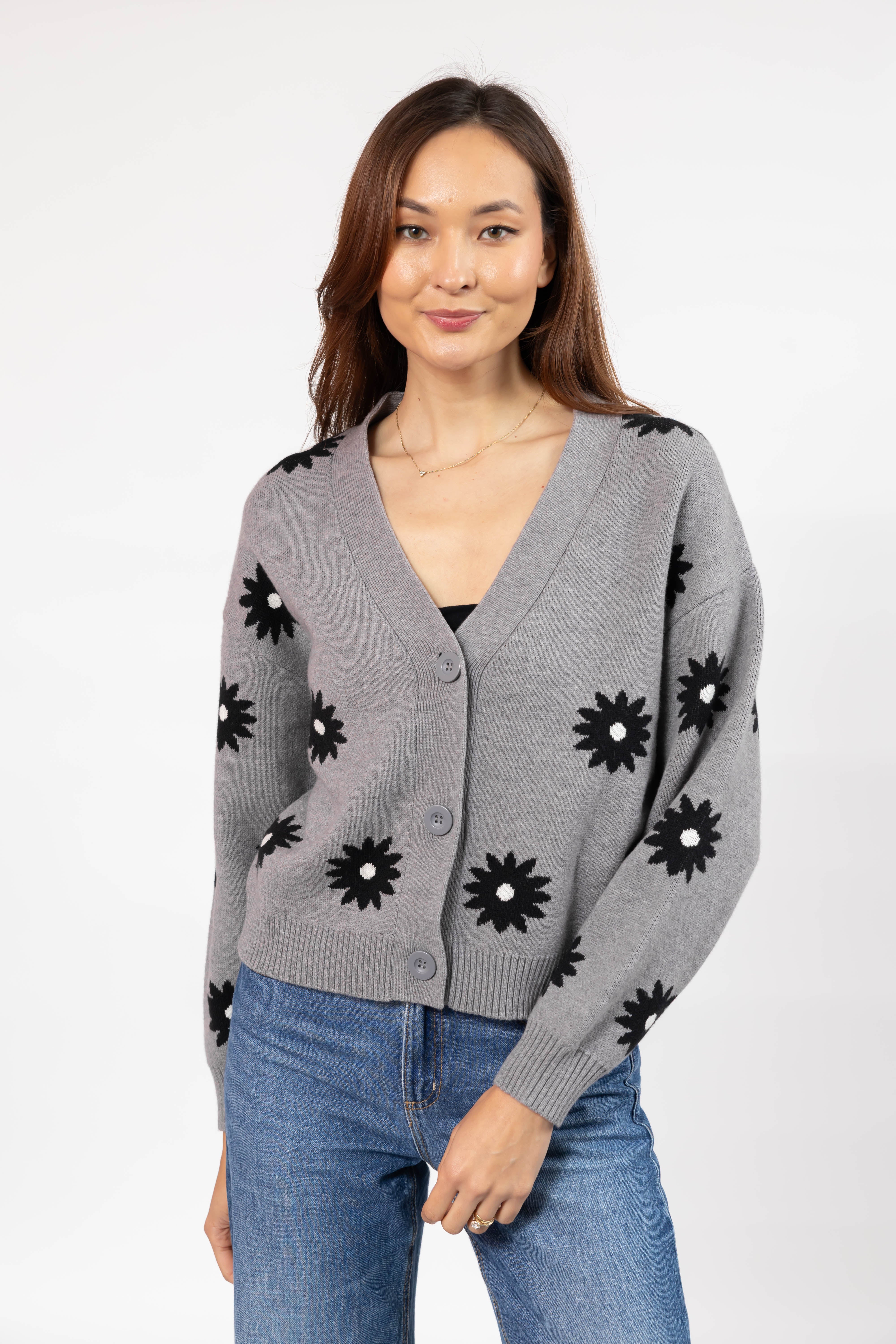 Daisy Cardigan in Grey Combo