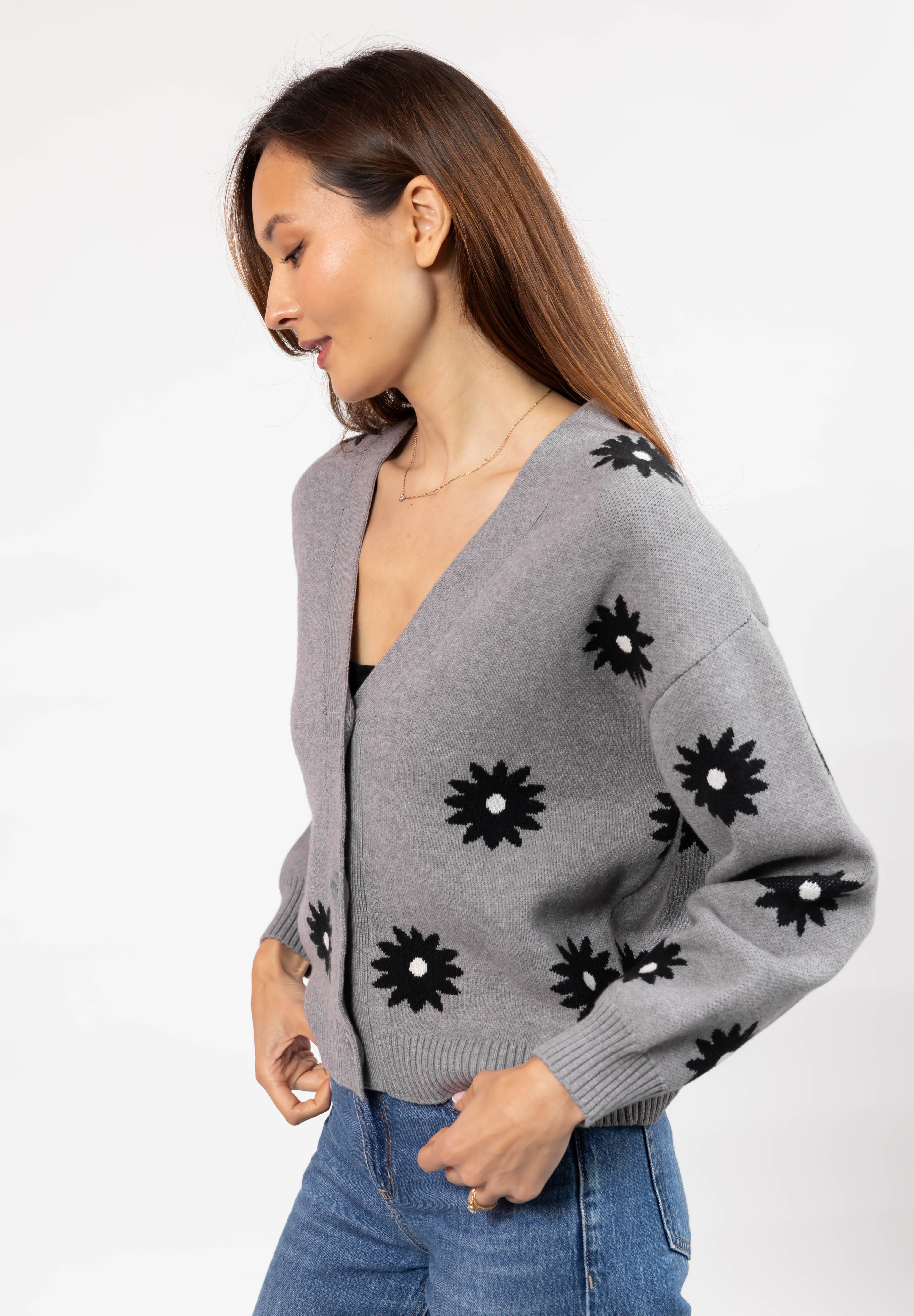 Daisy Cardigan in Grey Combo