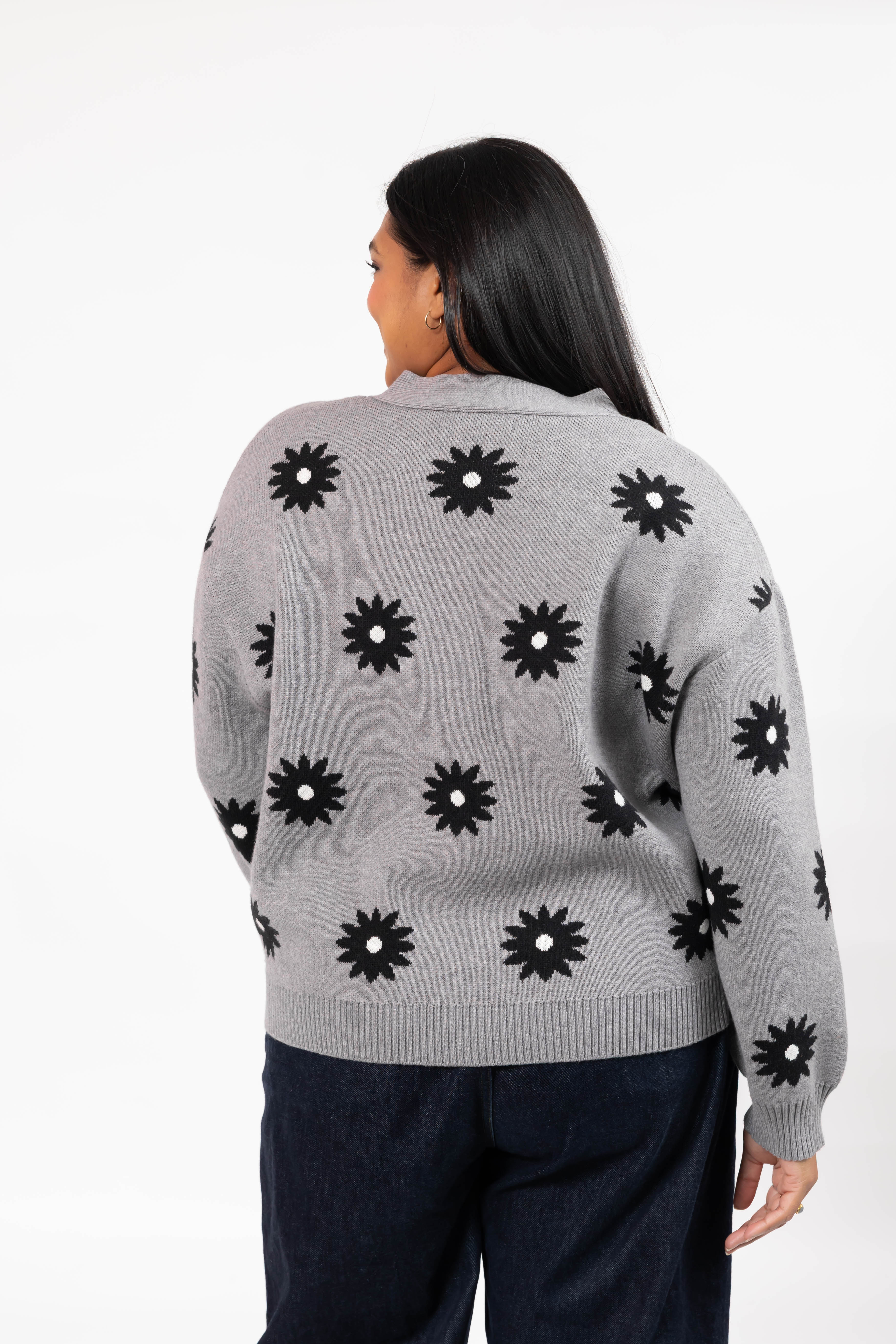 Daisy Cardigan in Grey Combo