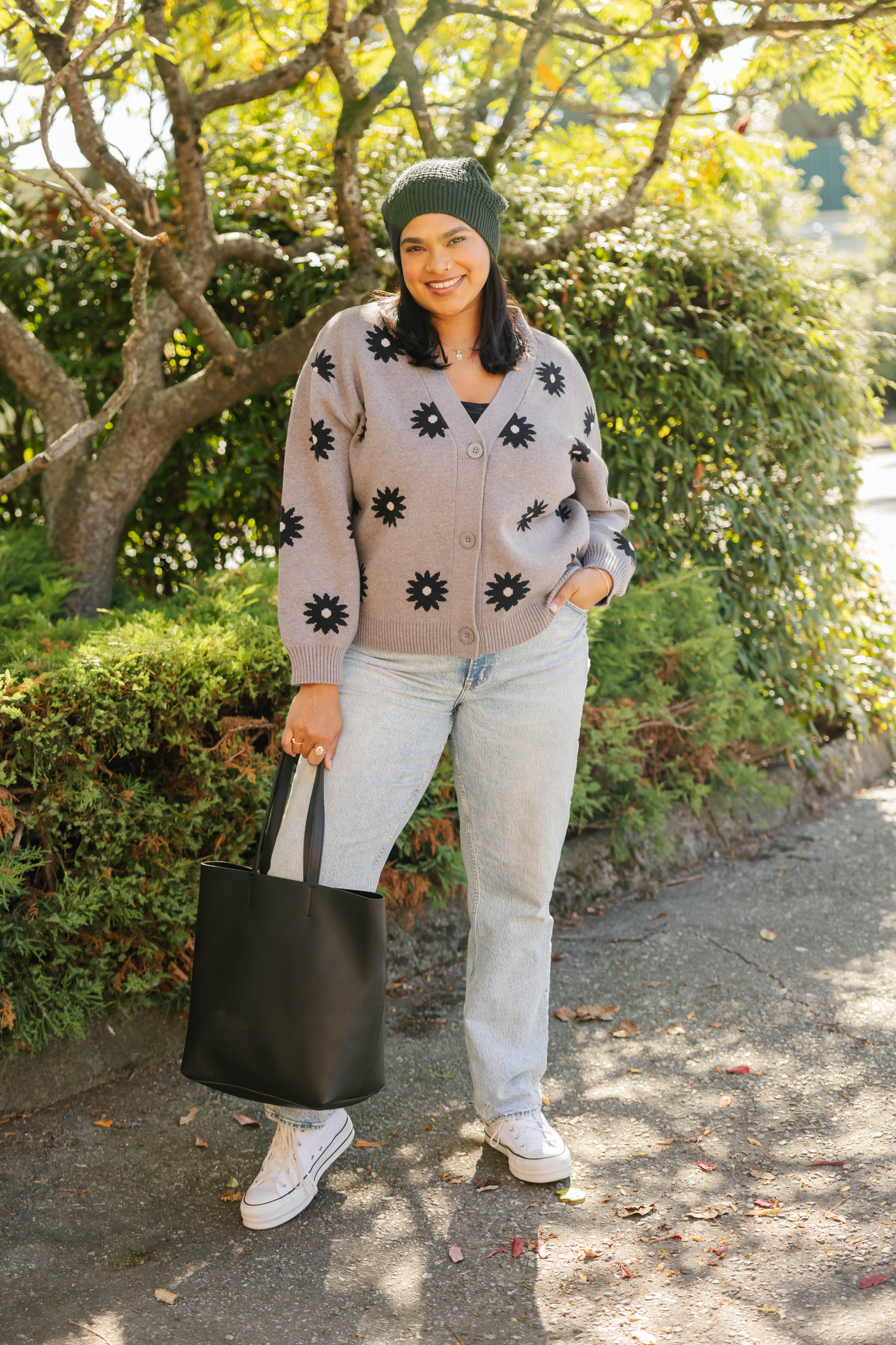 Daisy Cardigan in Grey Combo