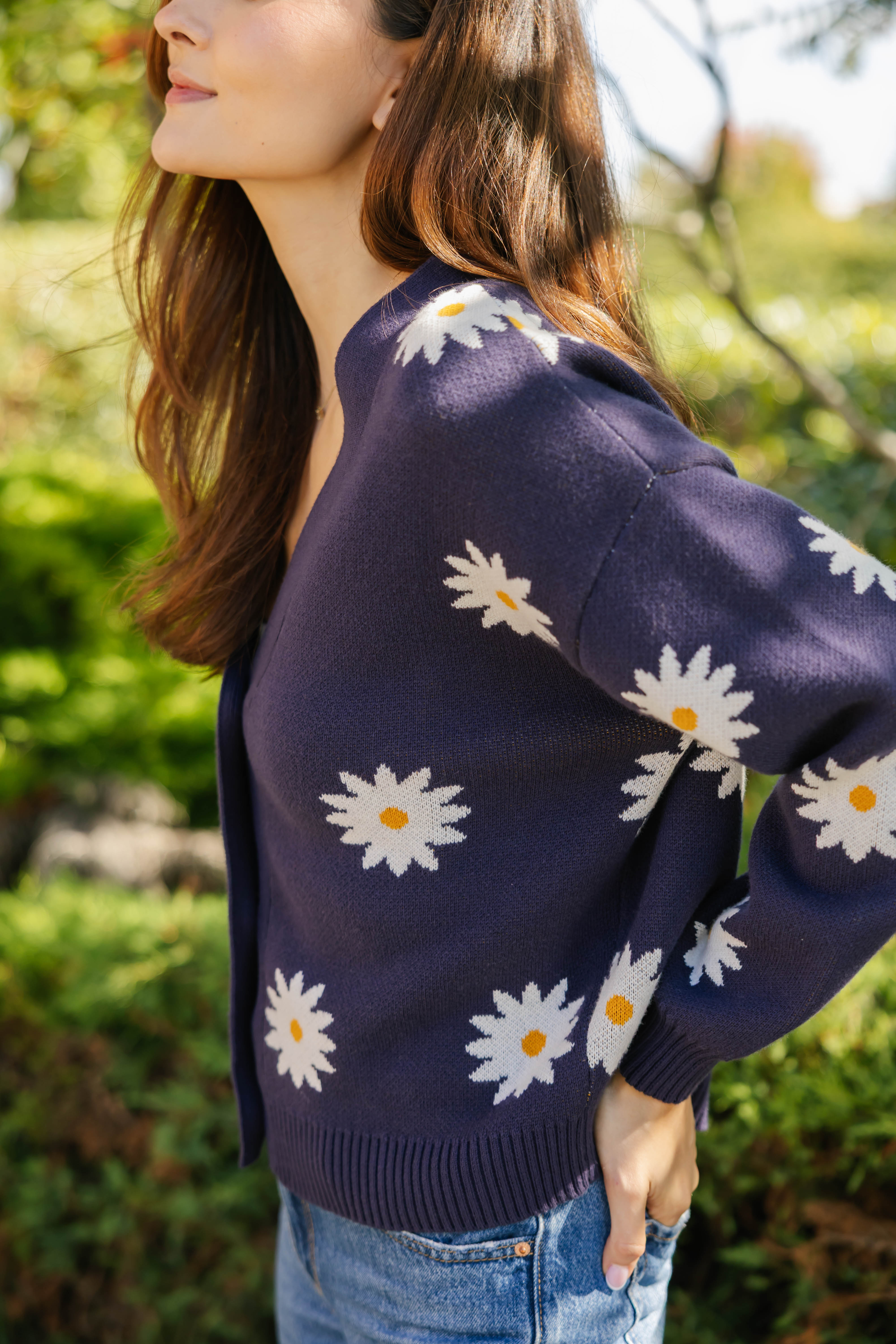 Daisy Cardigan in Navy Combo