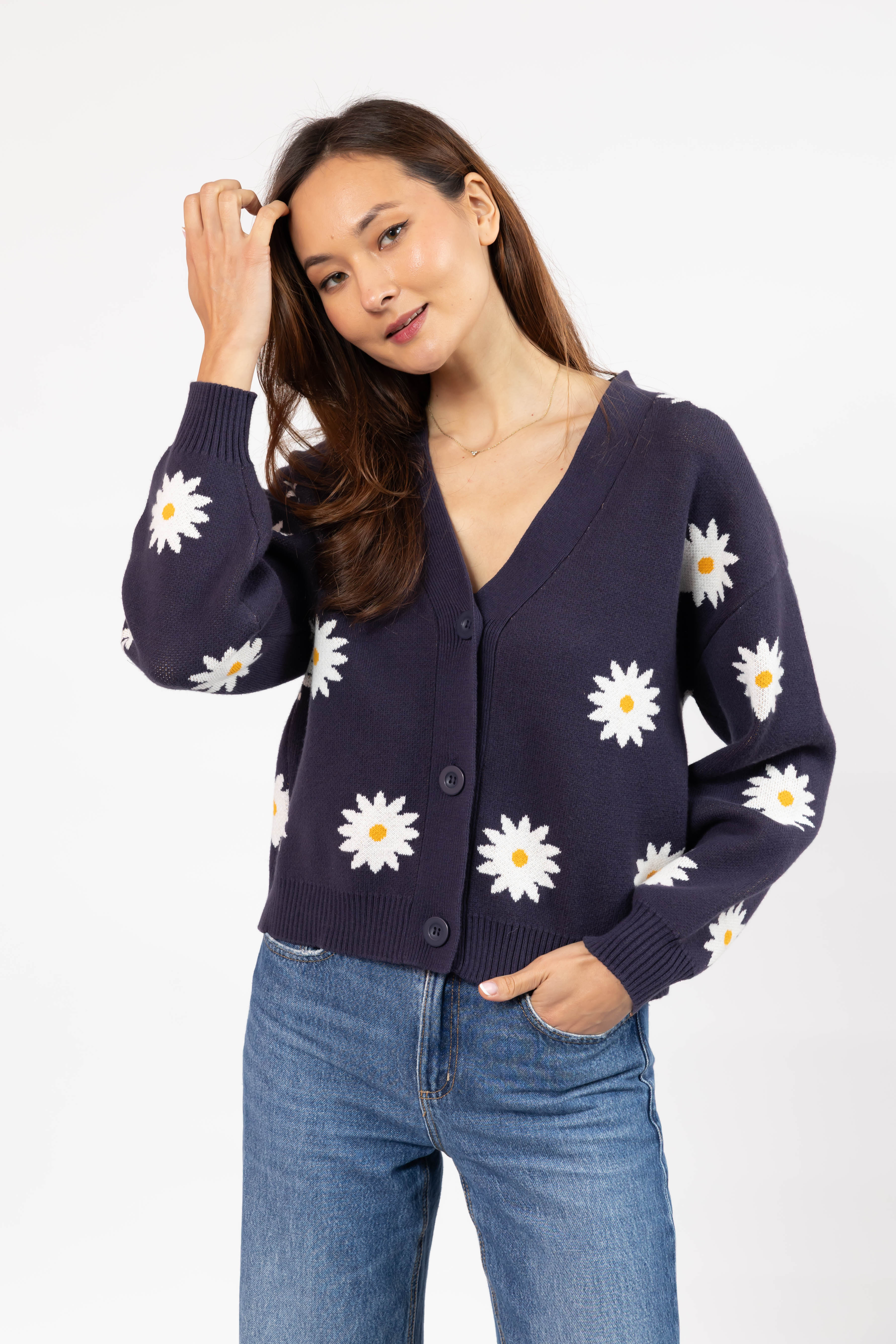 Daisy Cardigan in Navy Combo