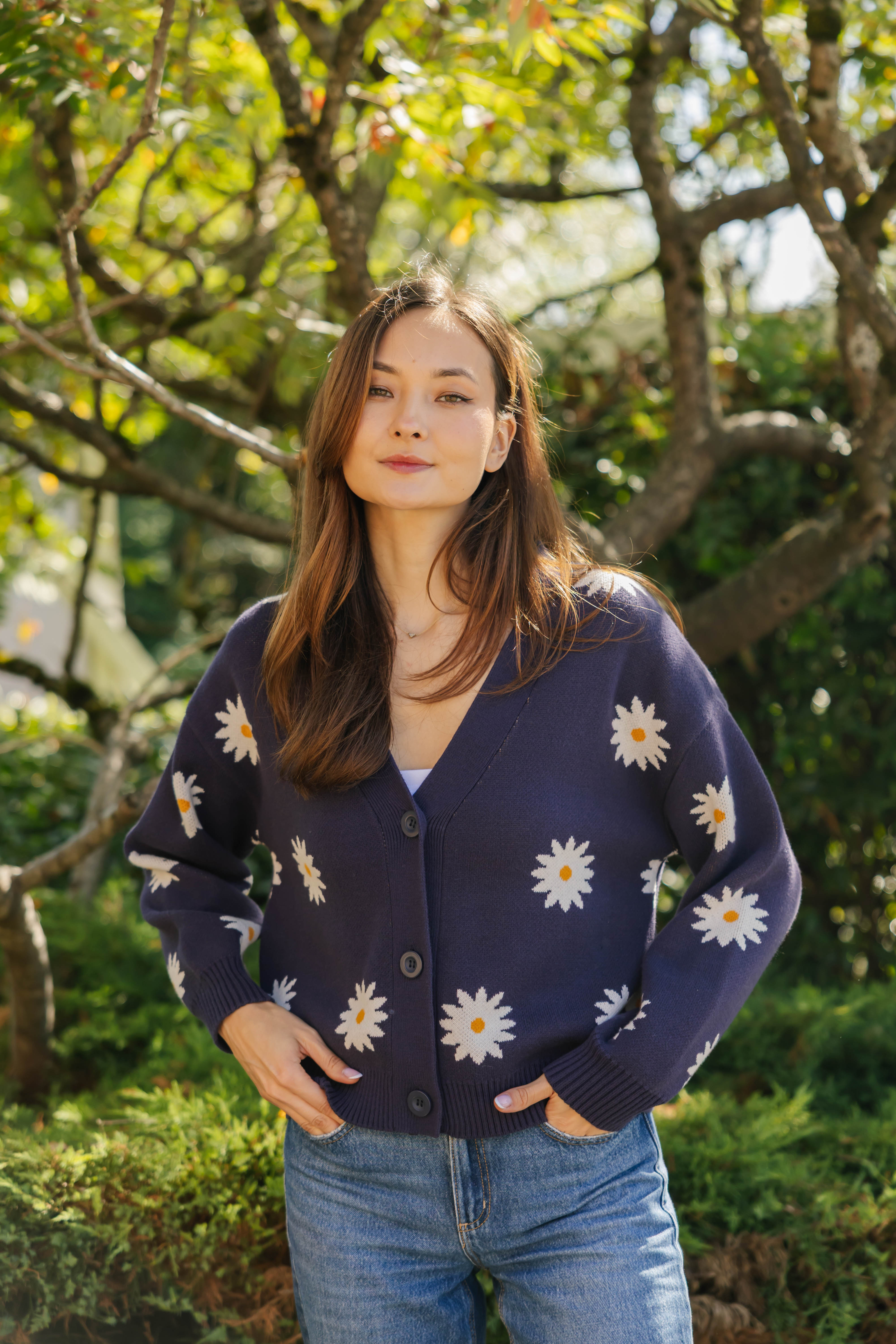 Daisy Cardigan in Navy Combo