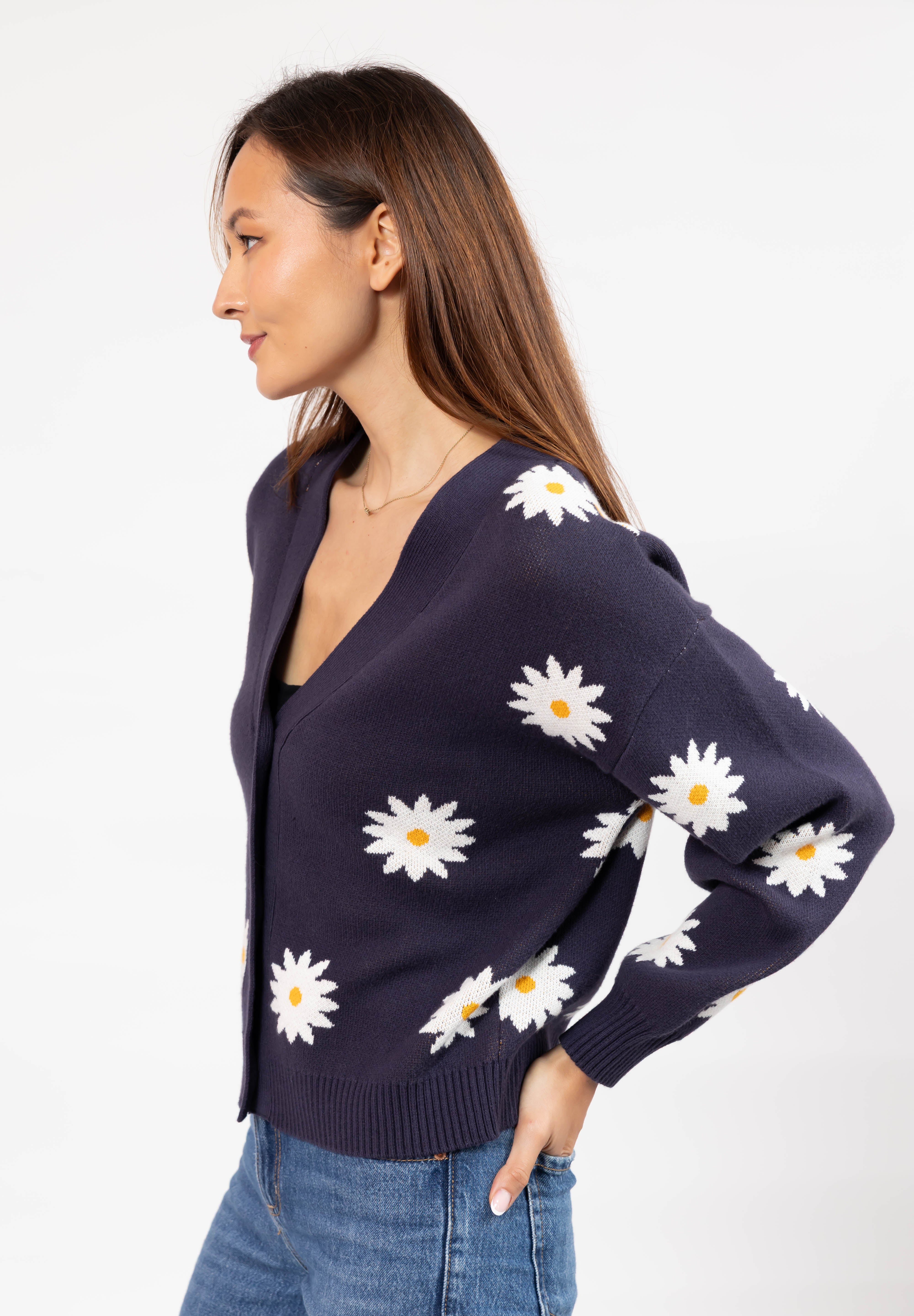Daisy Cardigan in Navy Combo
