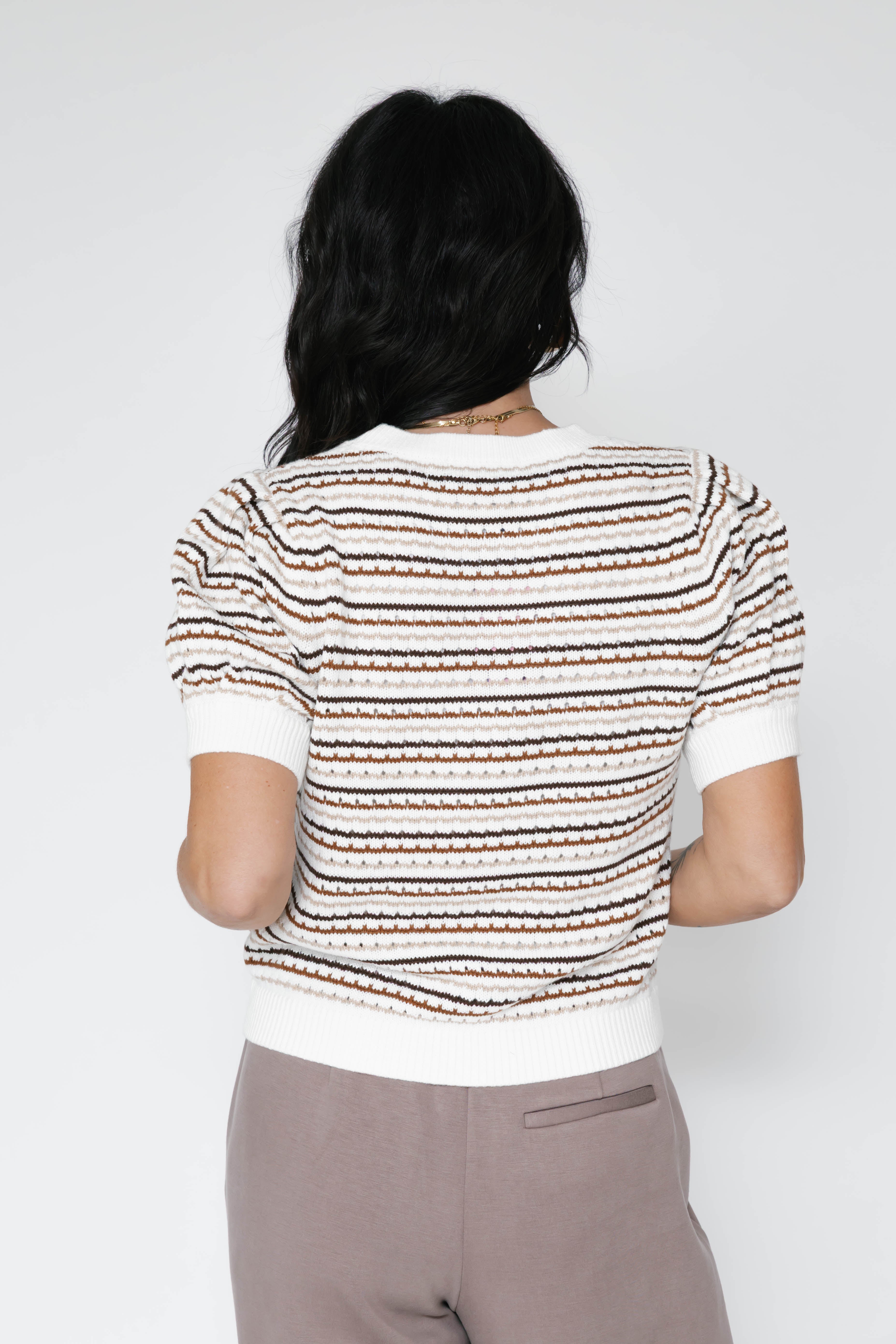 Donna Sweater Top in Latte Stripe